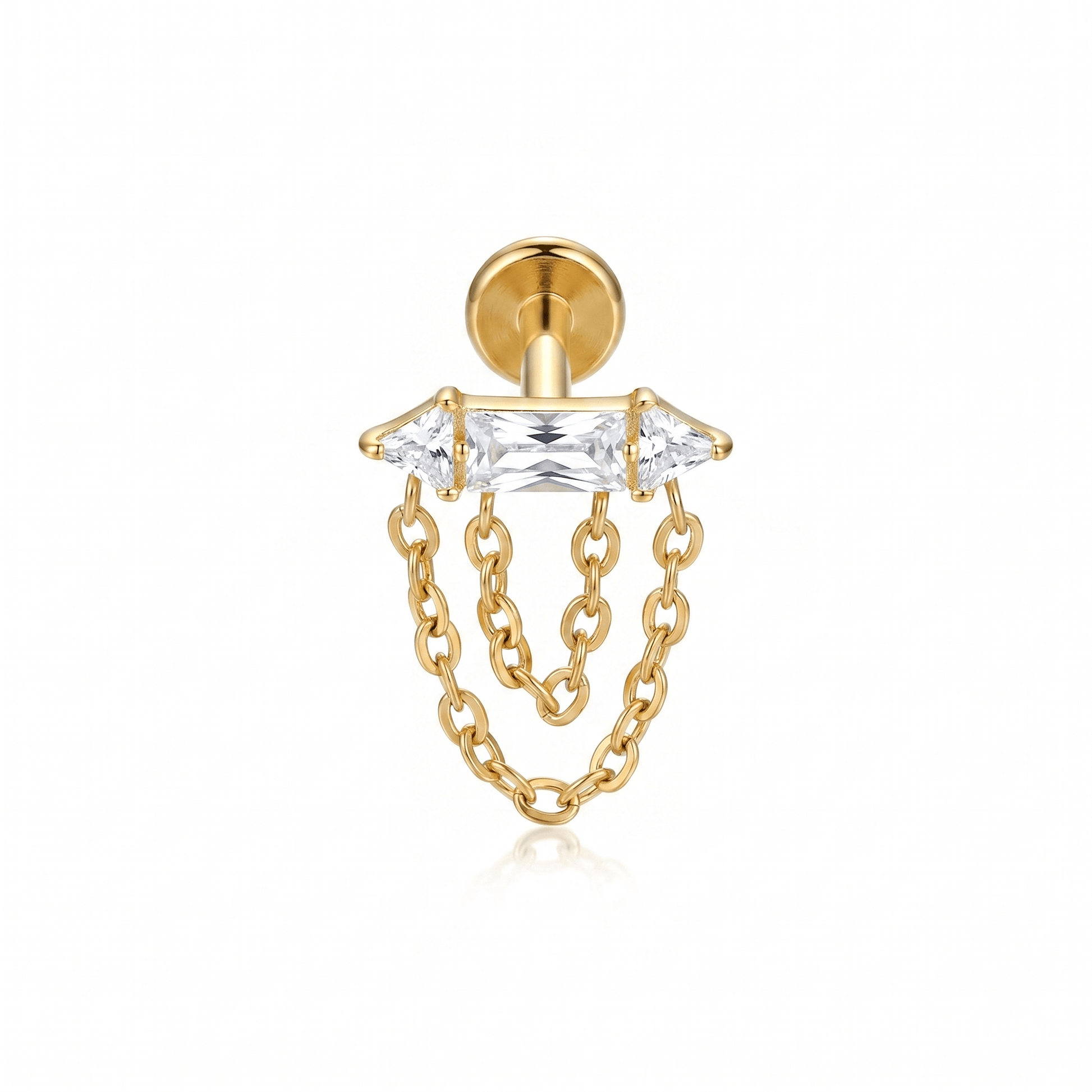 Gold Front Helix Piercing - 16g titanium flat back