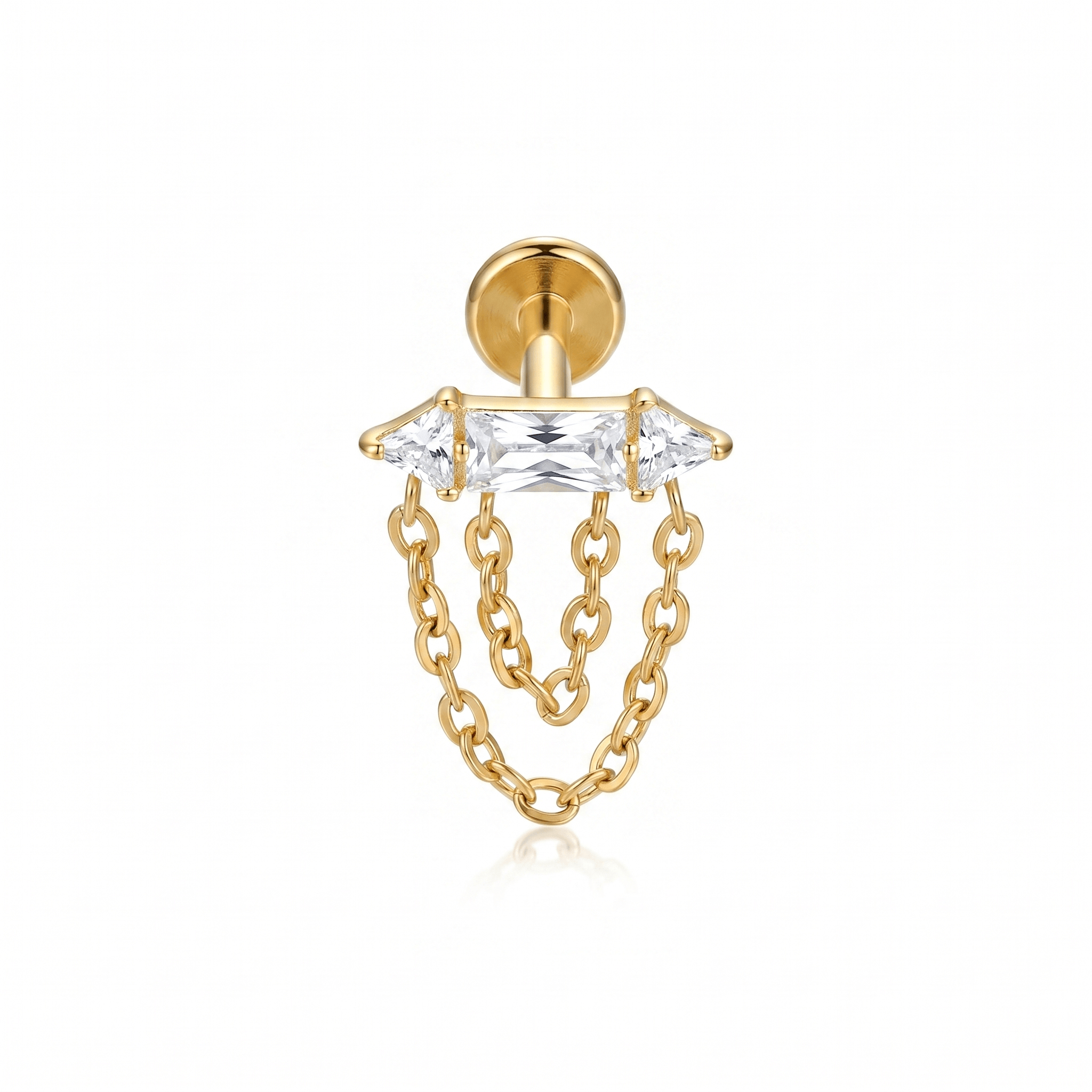 Gold Front Helix Piercing - 16g titanium flat back