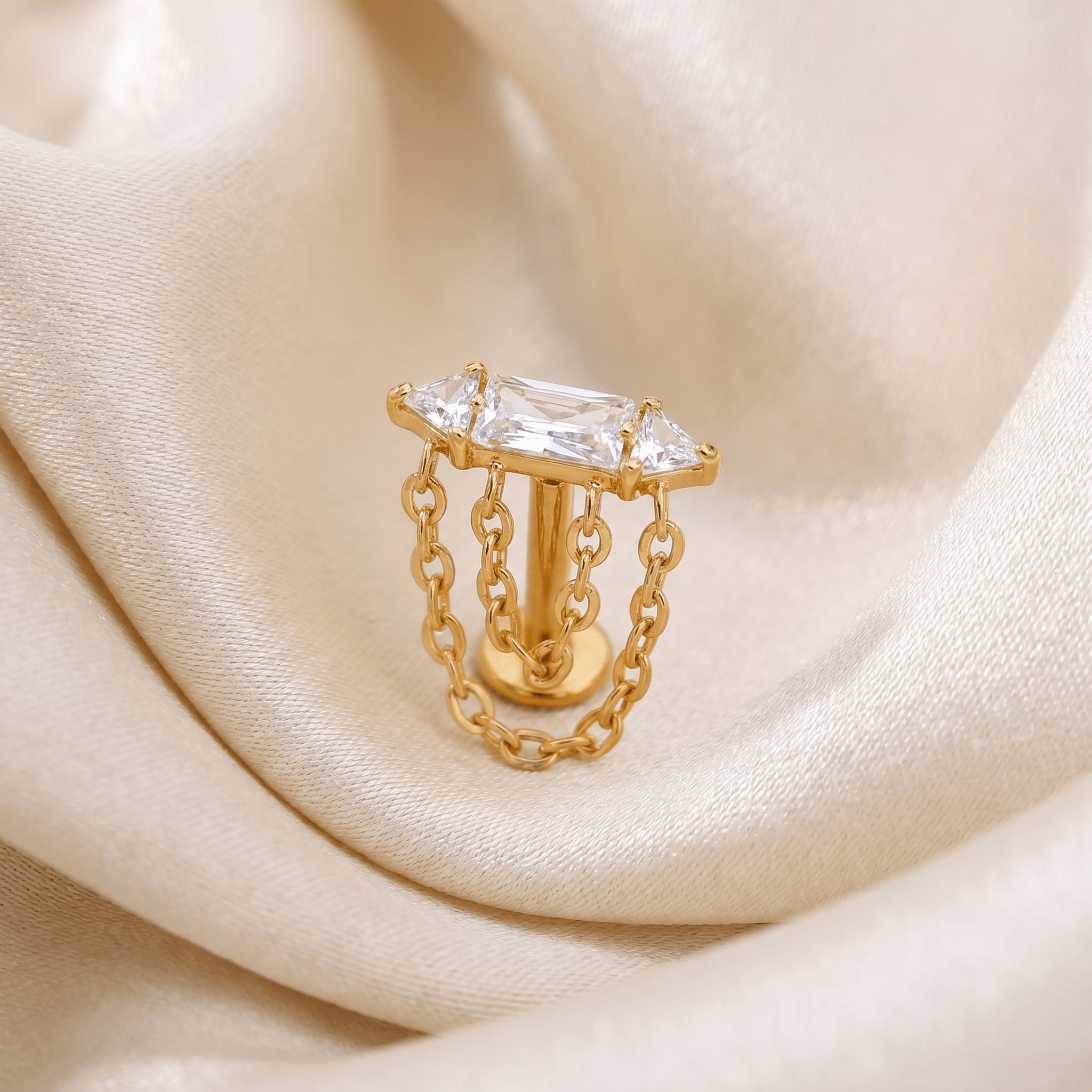 Gold Front Helix Piercing - Luxurious gold chain helix