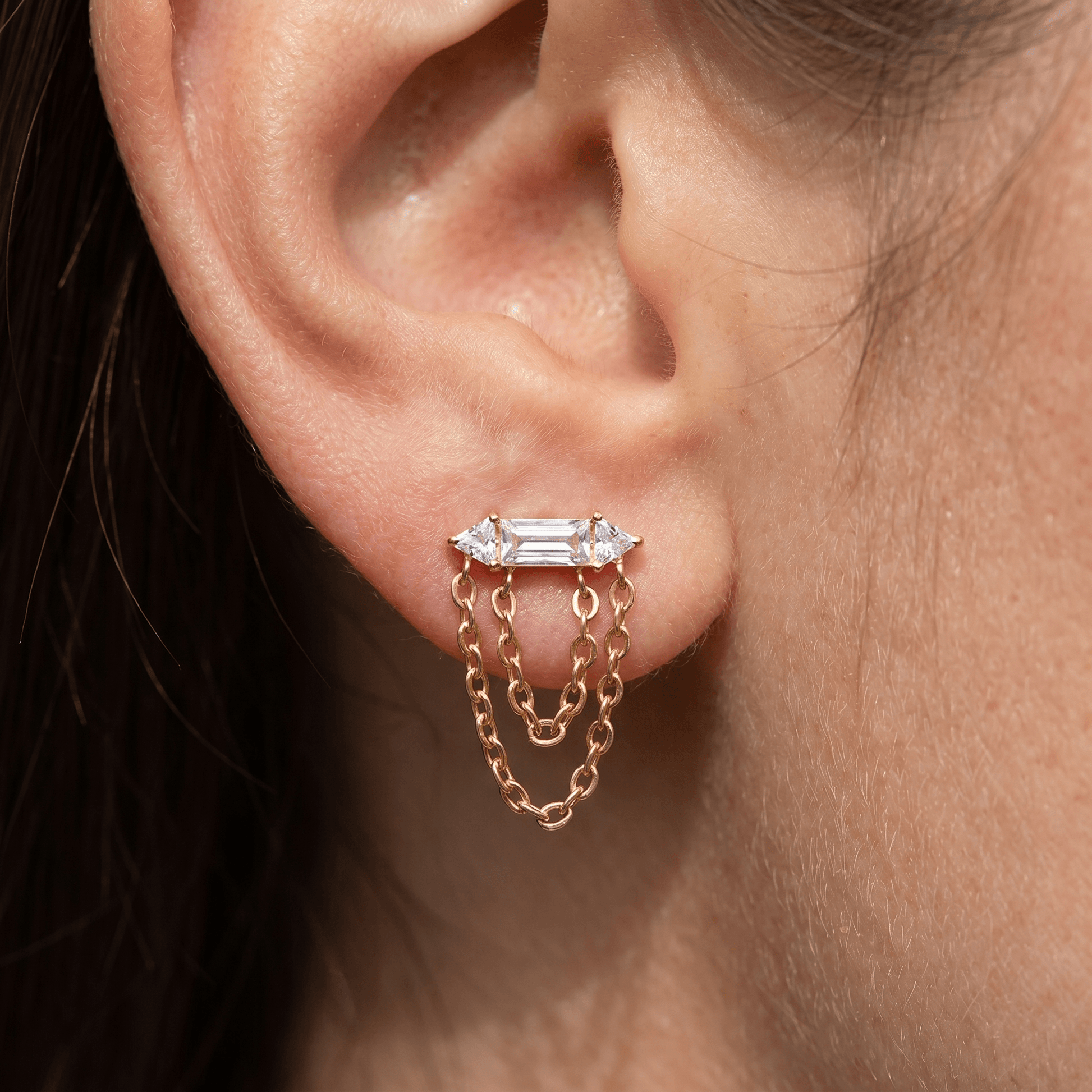 Gold Front Helix Piercing - 16g cartilage chain earring