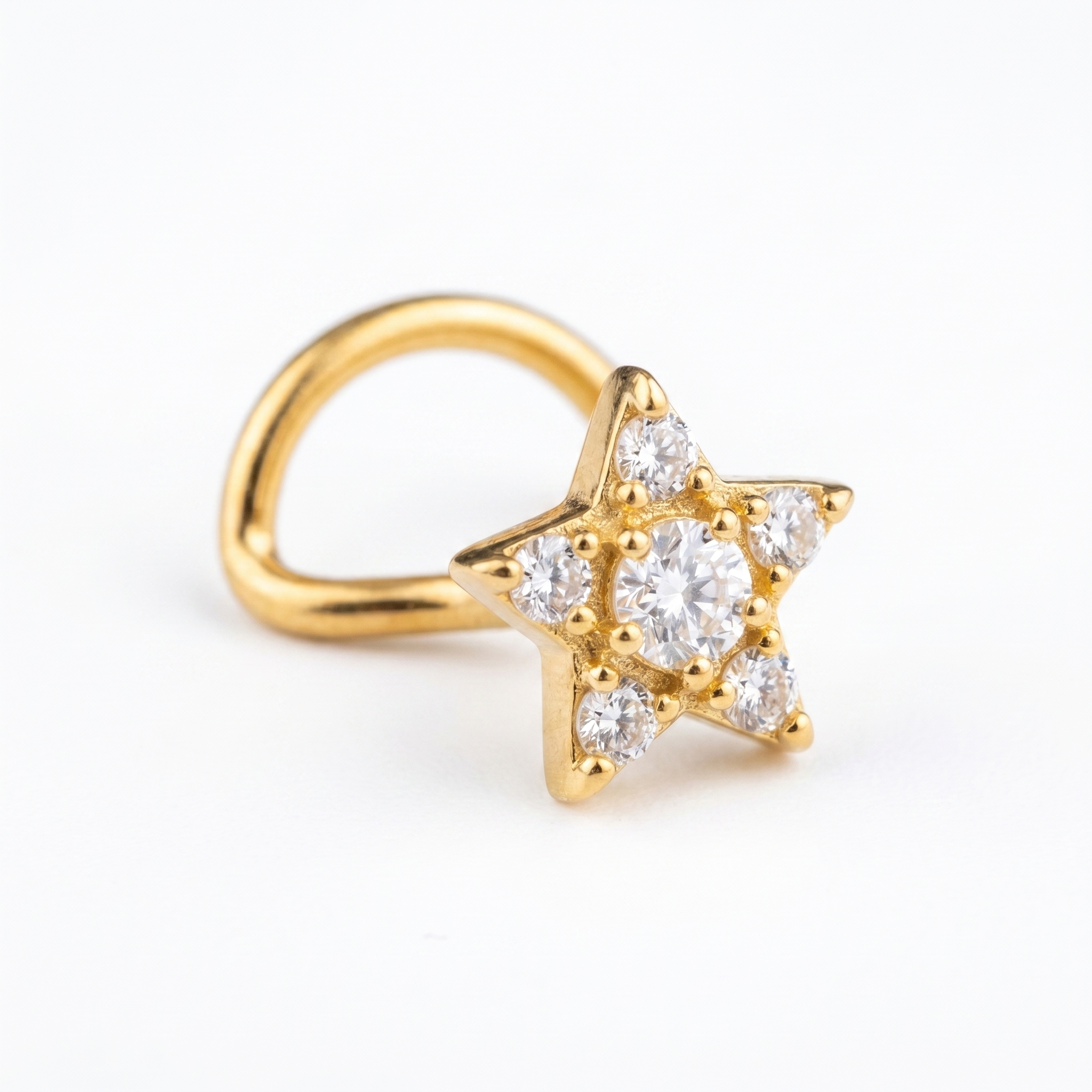 gold star nose stud in gold on a white background — G23 titanium 20G