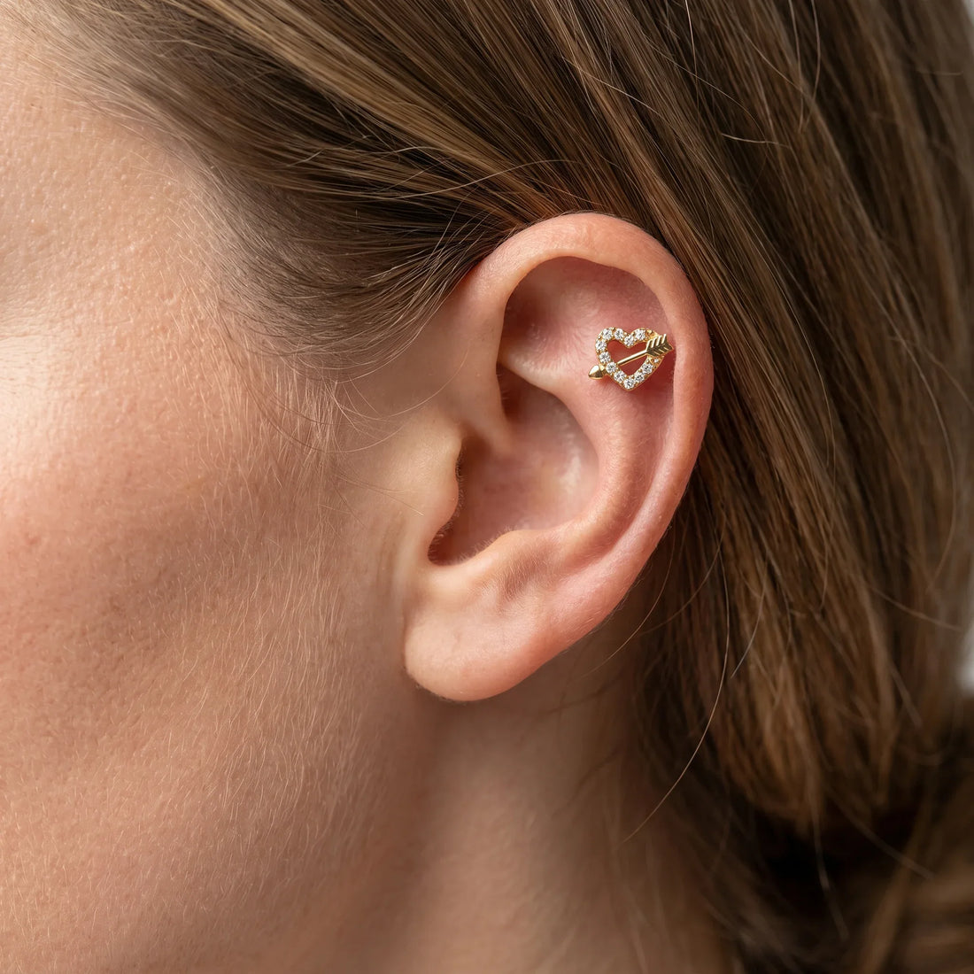 Heart Front Helix Piercing · helix jewelry stud