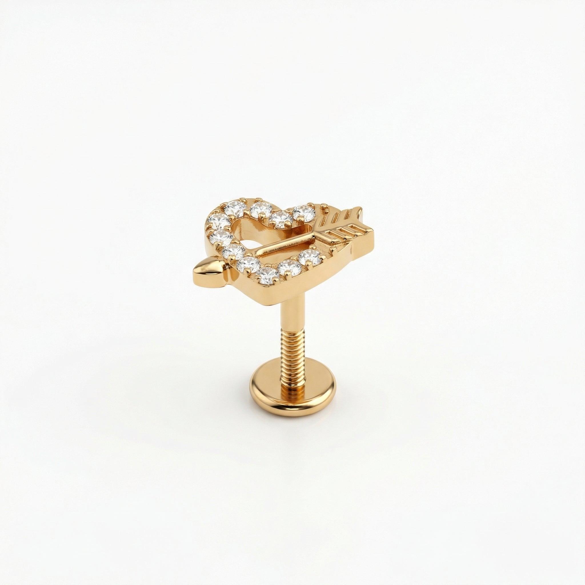 Heart Front Helix Piercing - 16G G23 titanium gold