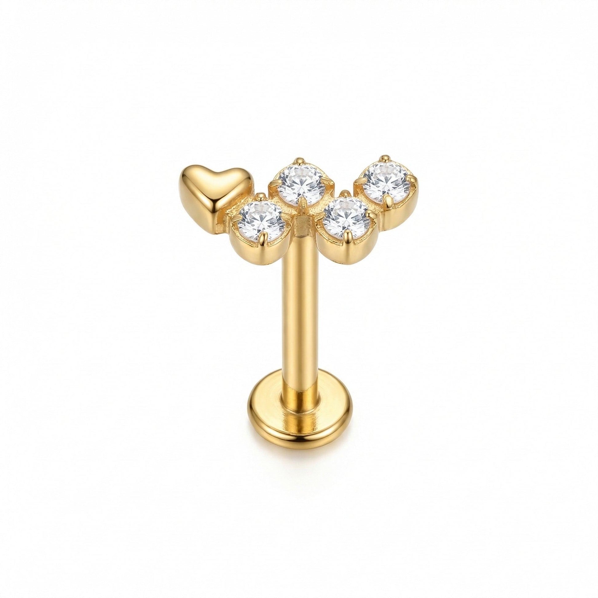 Heart Hidden Helix Piercing - 16G G23 titanium gold