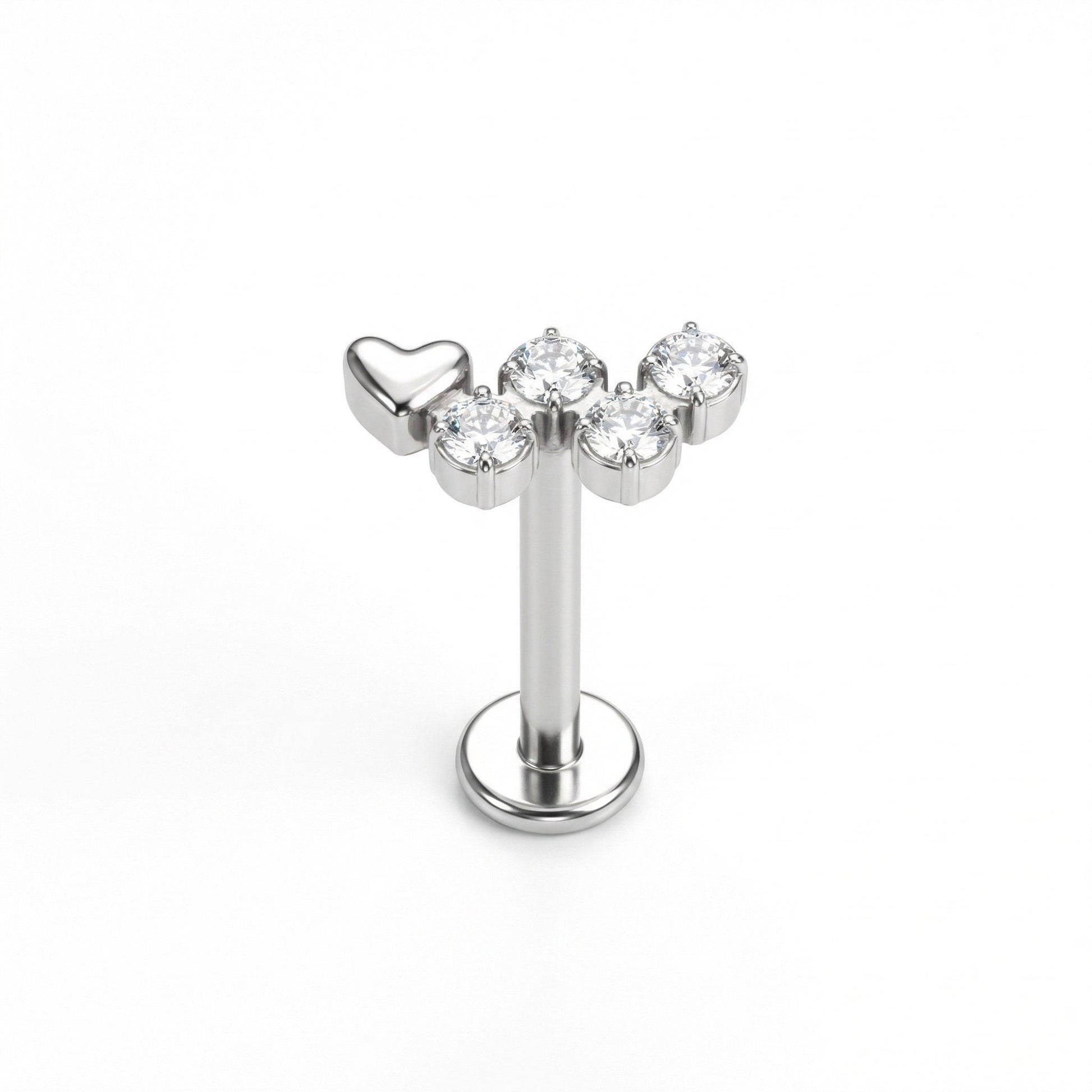 Heart Hidden Helix Piercing - Silver titanium heart and