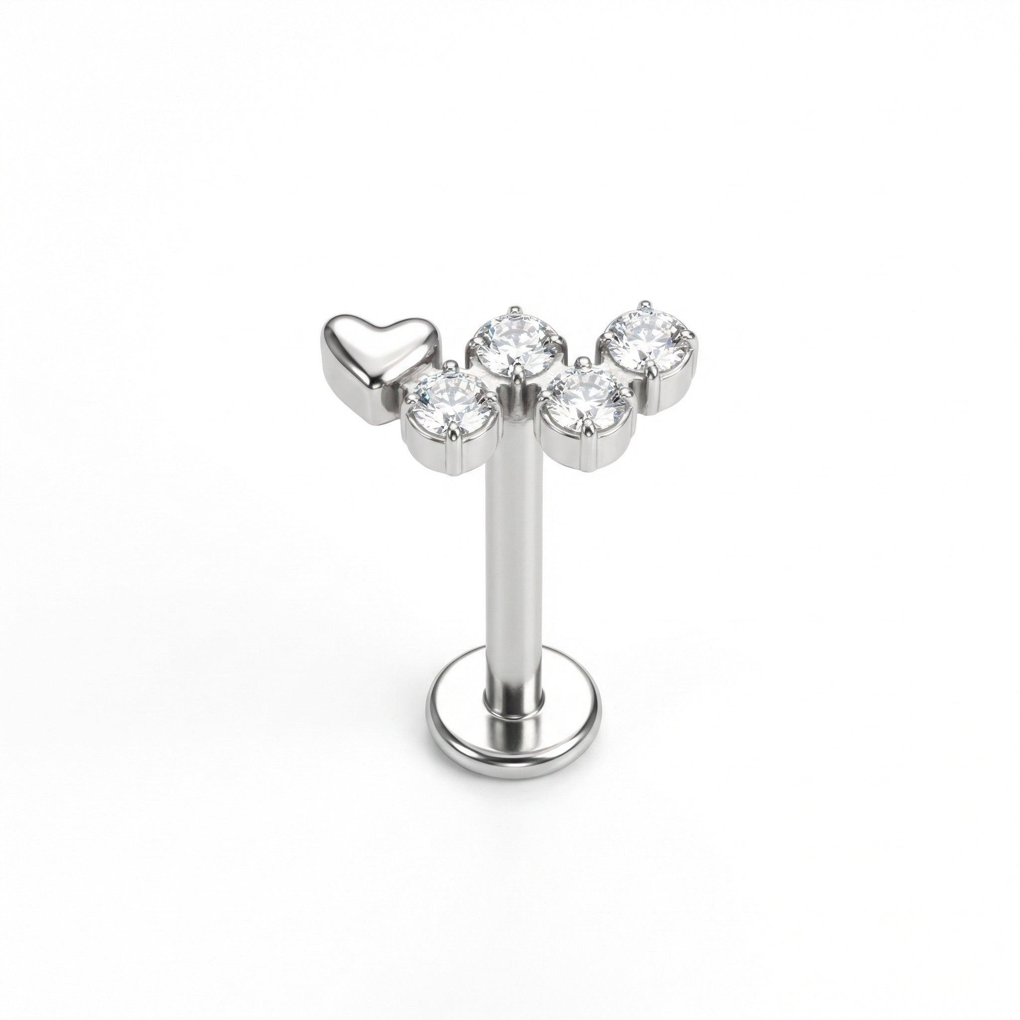 Heart Hidden Helix Piercing - Silver titanium heart and