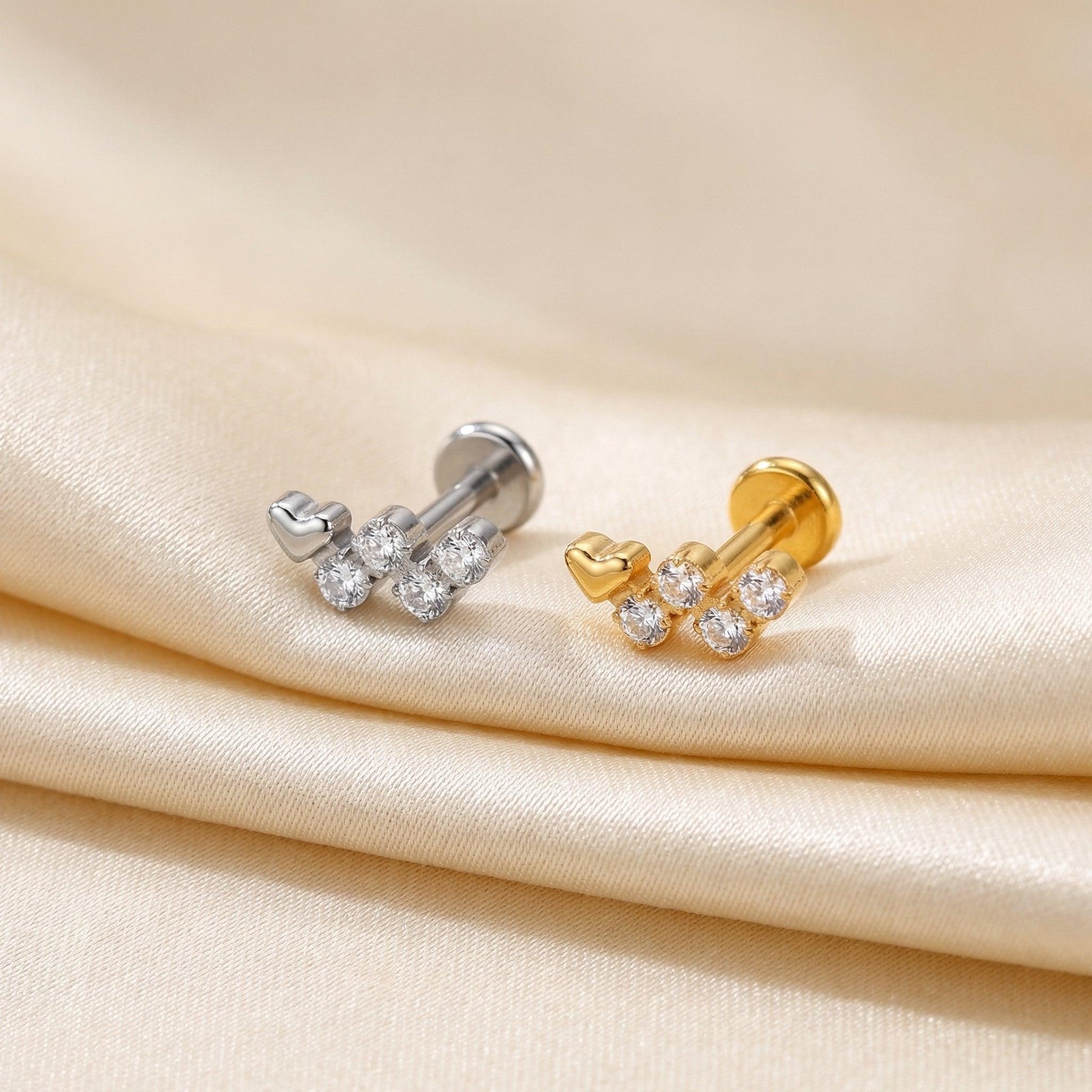 Heart Hidden Helix Piercing - Gold and silver heart