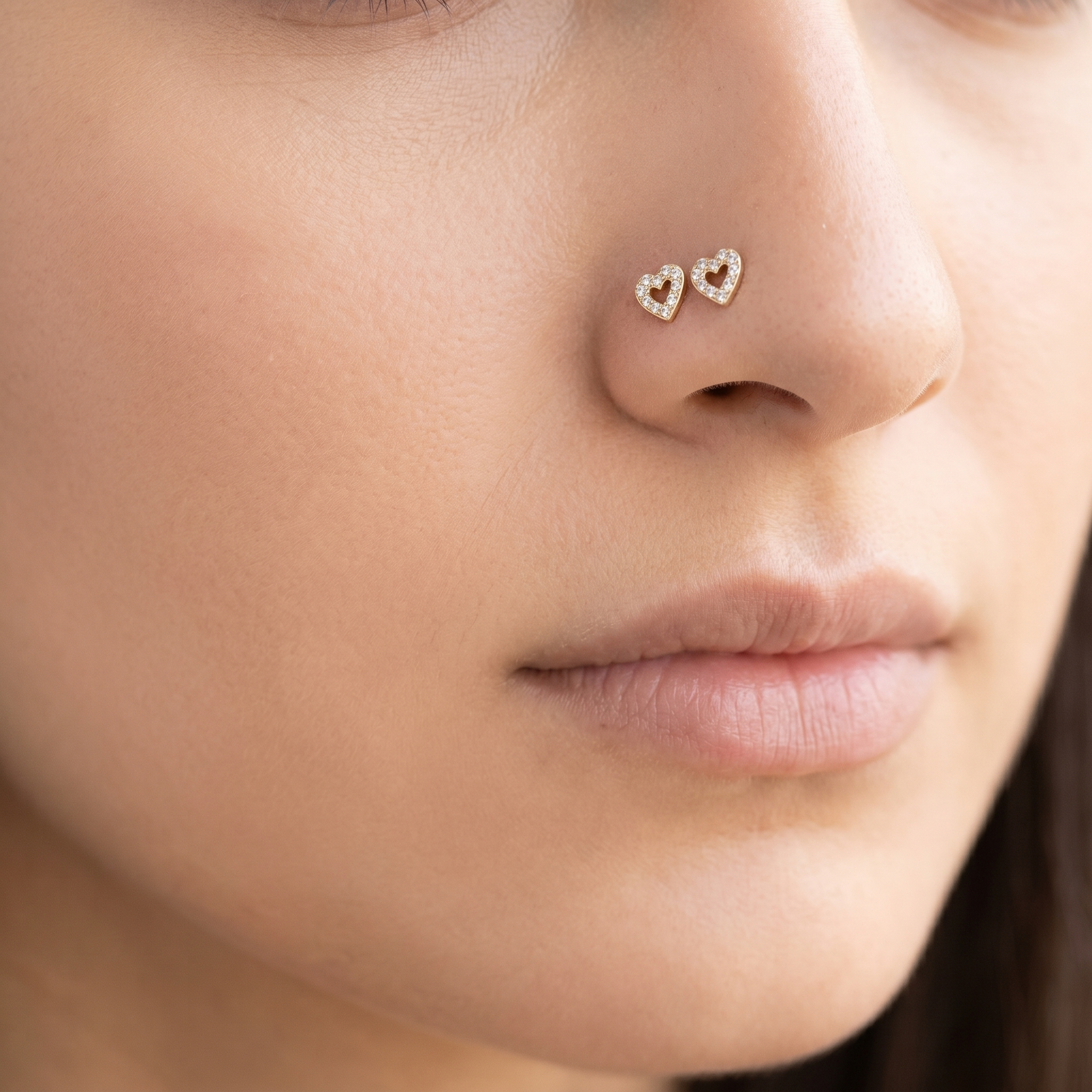 heart nose stud size chart — 0.8 mm 20G, 6 mm length, G23 titanium
