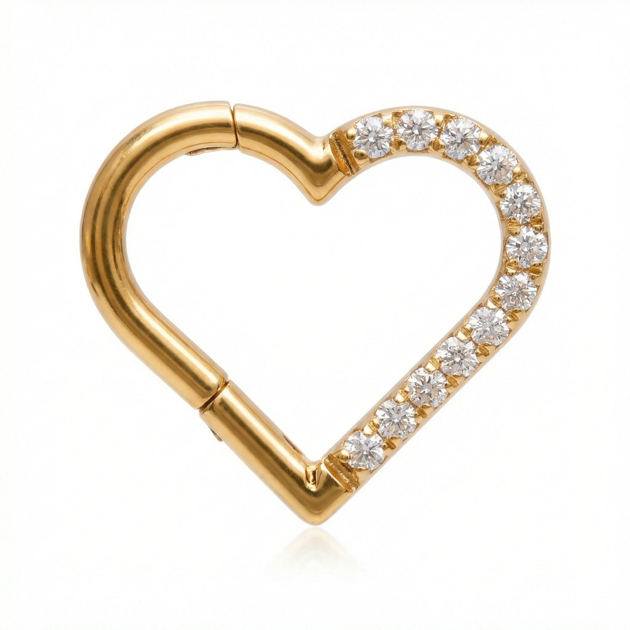 Heart Piercing In Septum - 16G G23 titanium gold