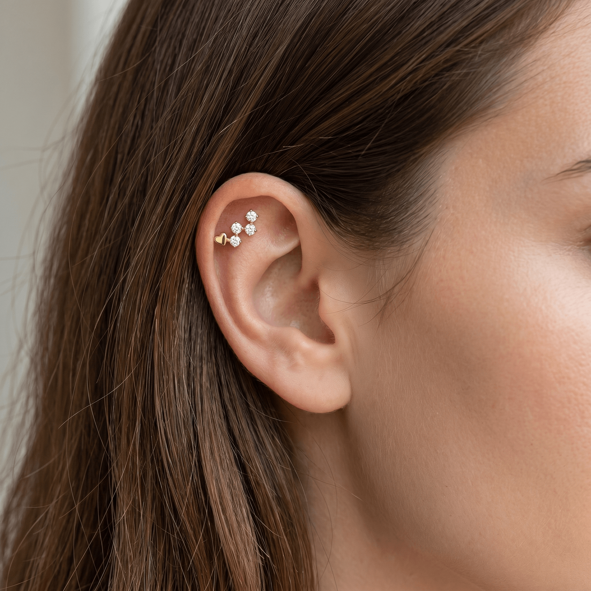 Heart Forward Helix Piercing · helix jewelry stud