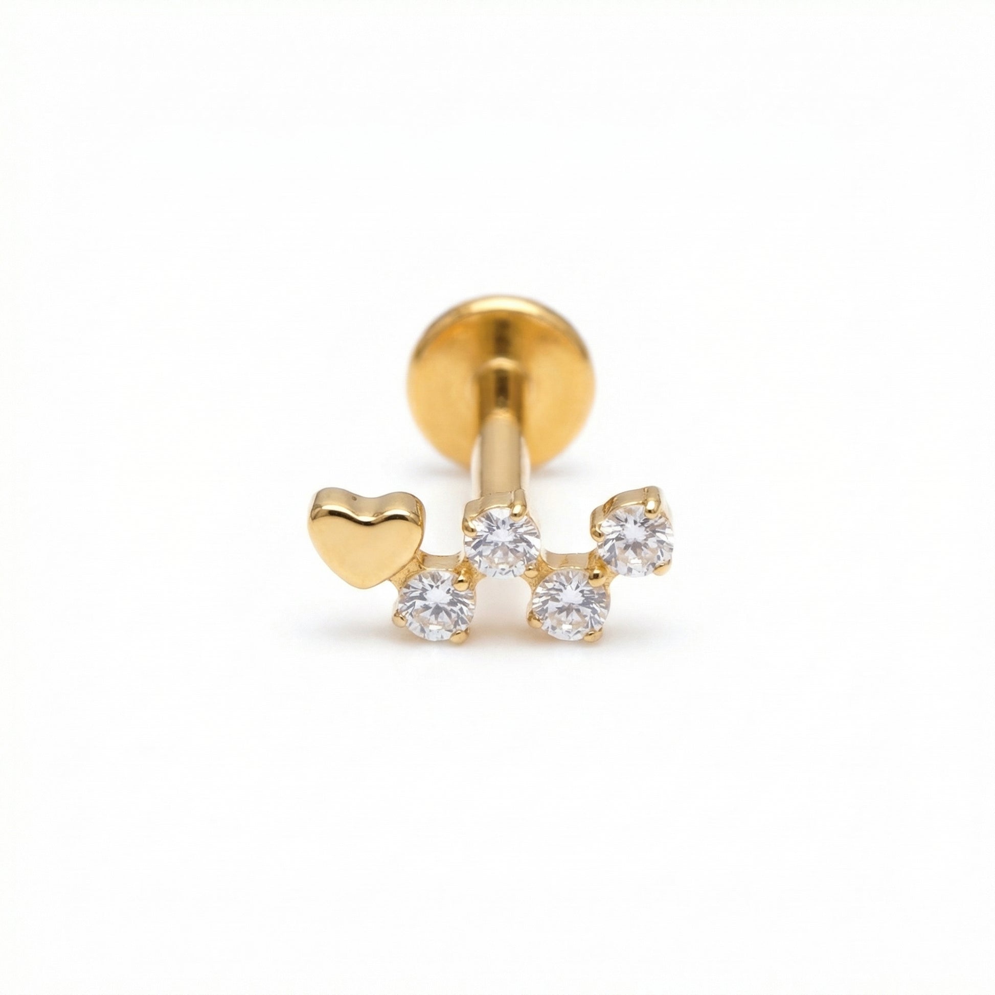 Heart Forward Helix Piercing - Single gold titanium isolated
