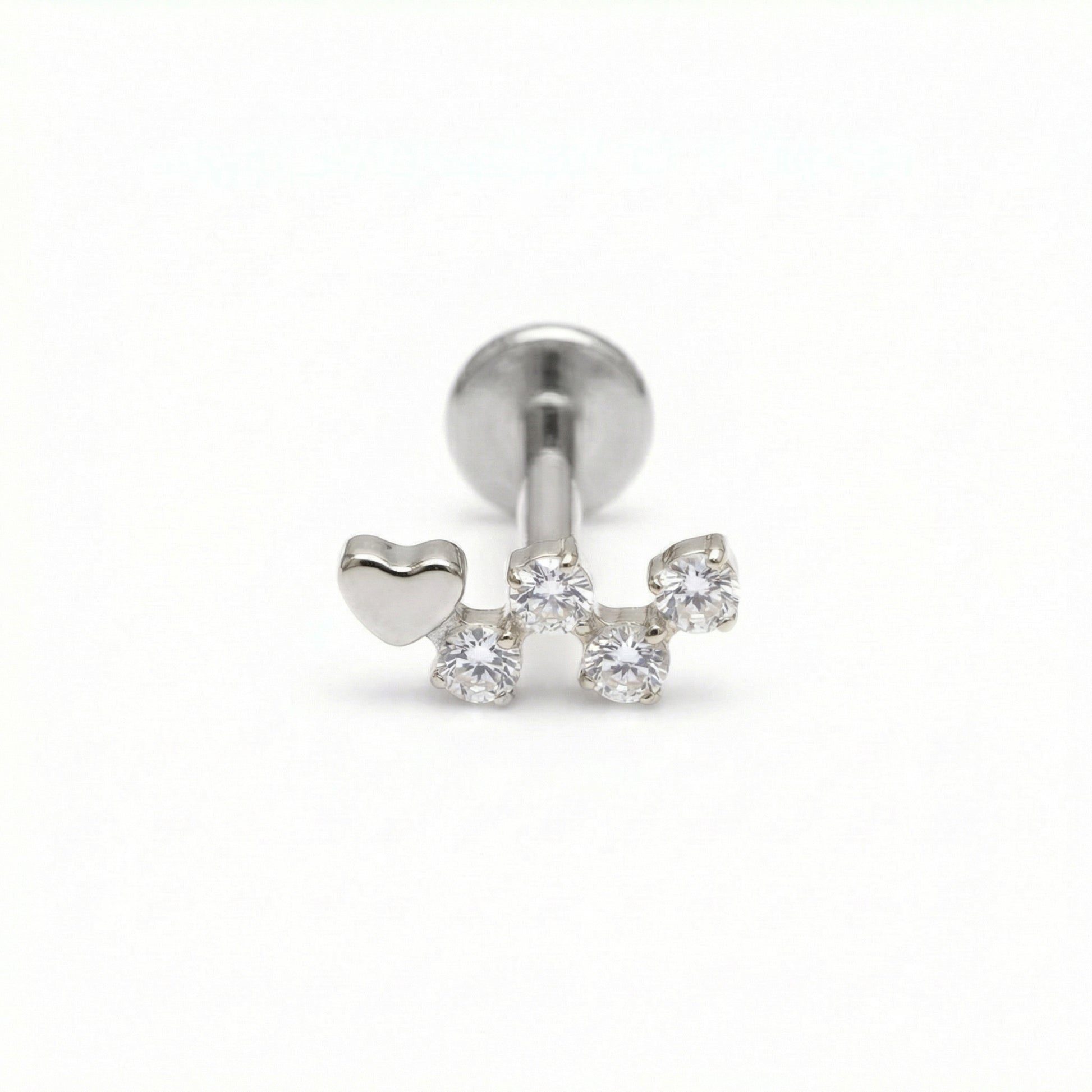 Heart Forward Helix Piercing - Single silver 16g faux