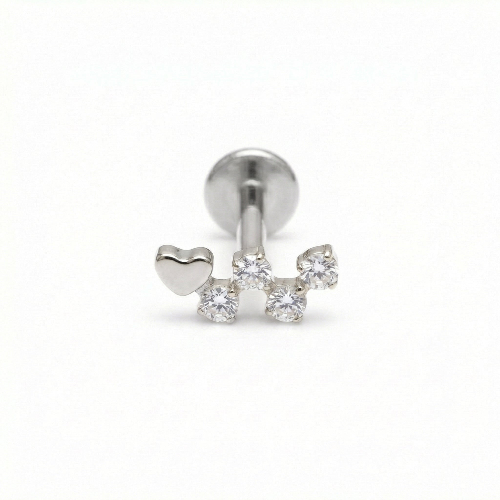 Heart Forward Helix Piercing - Single silver 16g faux