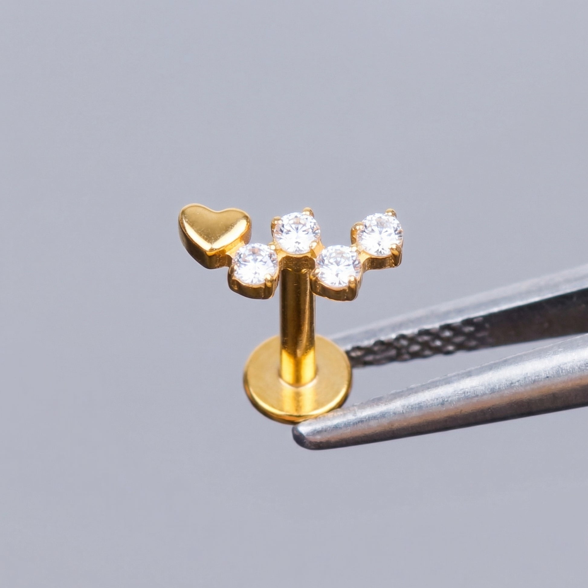 Heart Forward Helix Piercing - Gold medical-grade titanium stud