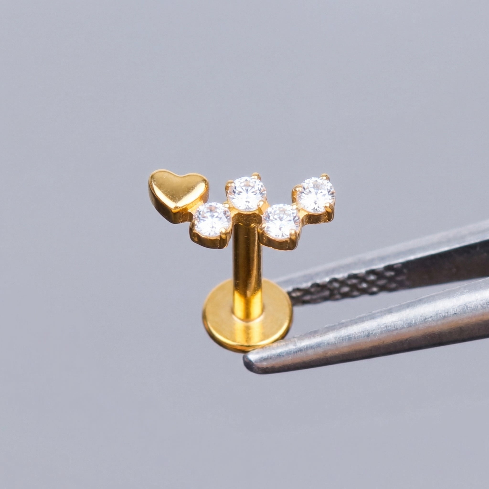 Heart Forward Helix Piercing - Gold medical-grade titanium stud