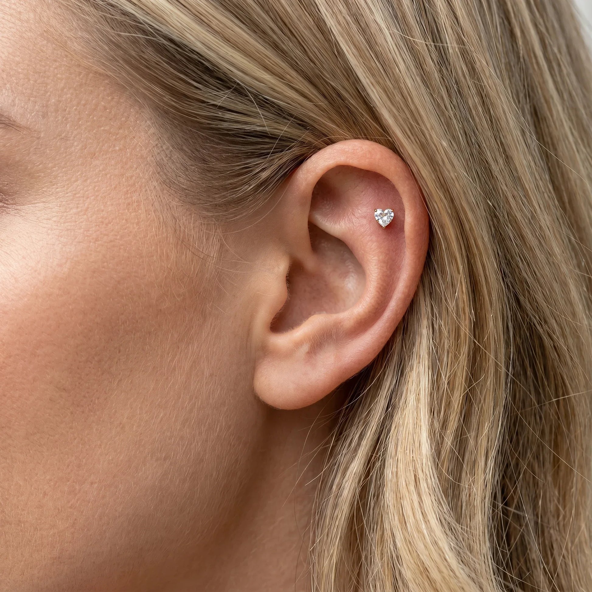 Vertical Piercing Jewelry - Gold hypoallergenic ear stack jewelry styled in