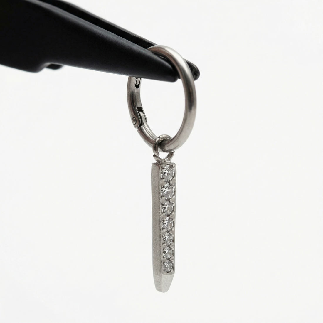 Titanium Dangle Zircon Hoop Piercing 8mm (16G) Drop Cartilage Ring for Helix Tragus Septum