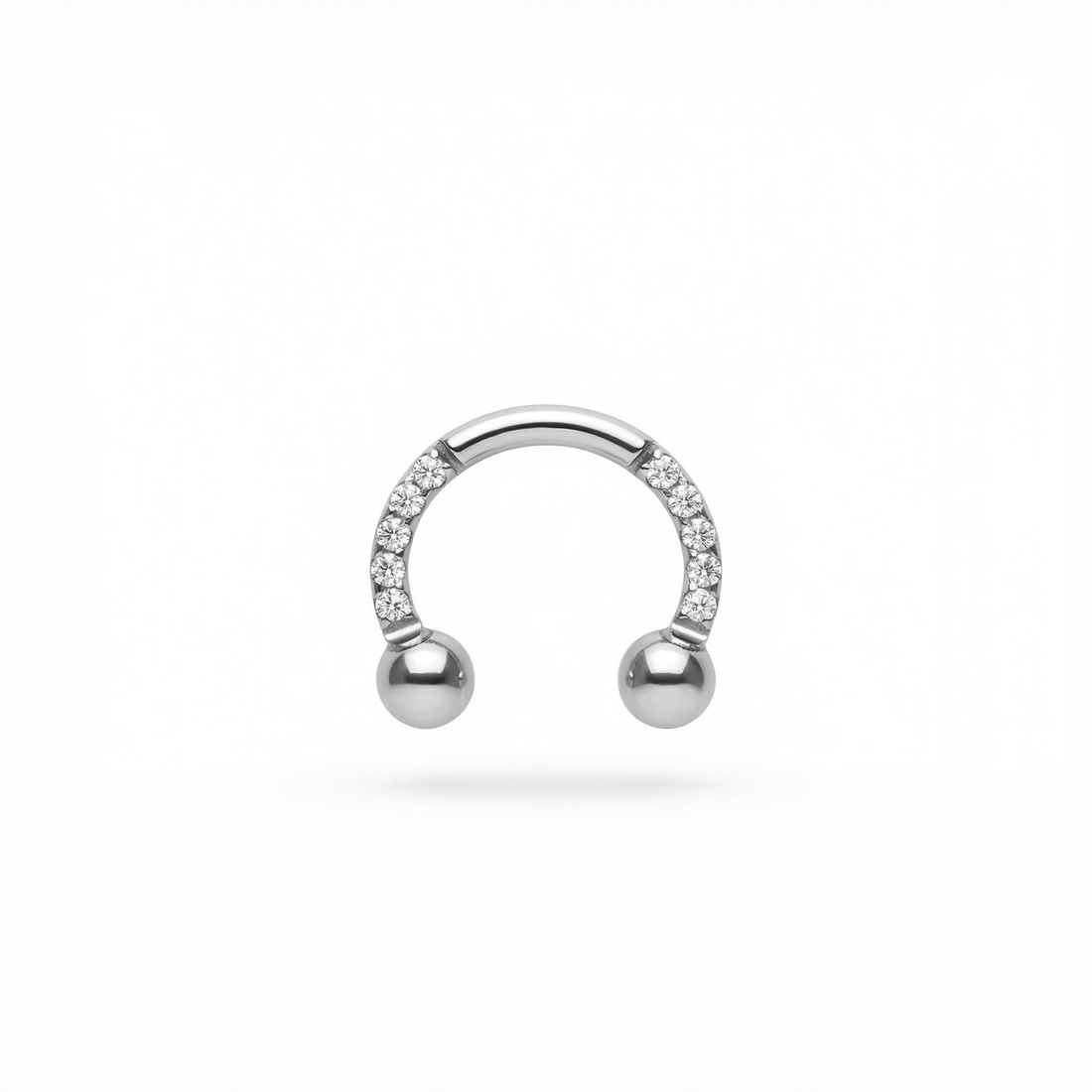 Titanium Zircon Double Ball Hoop Piercing 8mm 10mm (16G) Cartilage Ring for Helix Tragus Septum Lobe