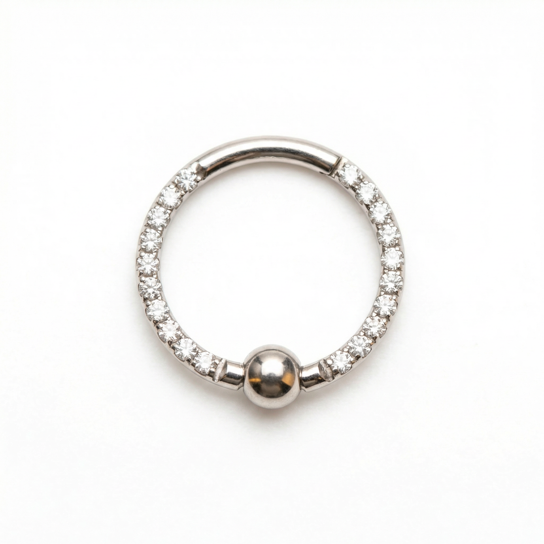 Titanium Zircon Hoop Piercing with Ball 8mm 10mm (16G) Clicker Ring for Helix Tragus Septum Cartilage