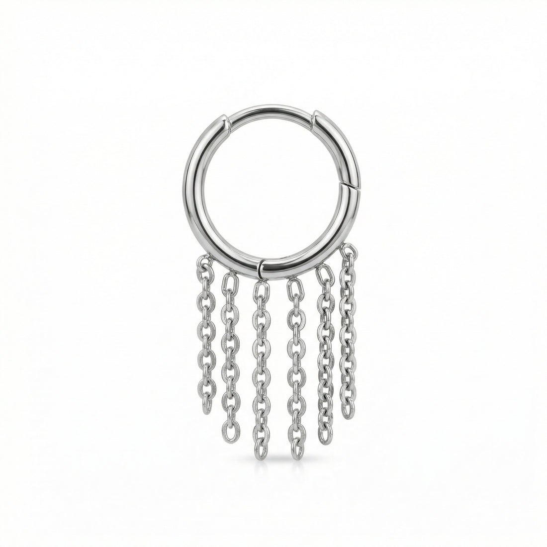 Titanium Chain Dangle Hinged Hoop Piercing 8mm (16G) Clicker Ring for Helix Tragus Septum Cartilage