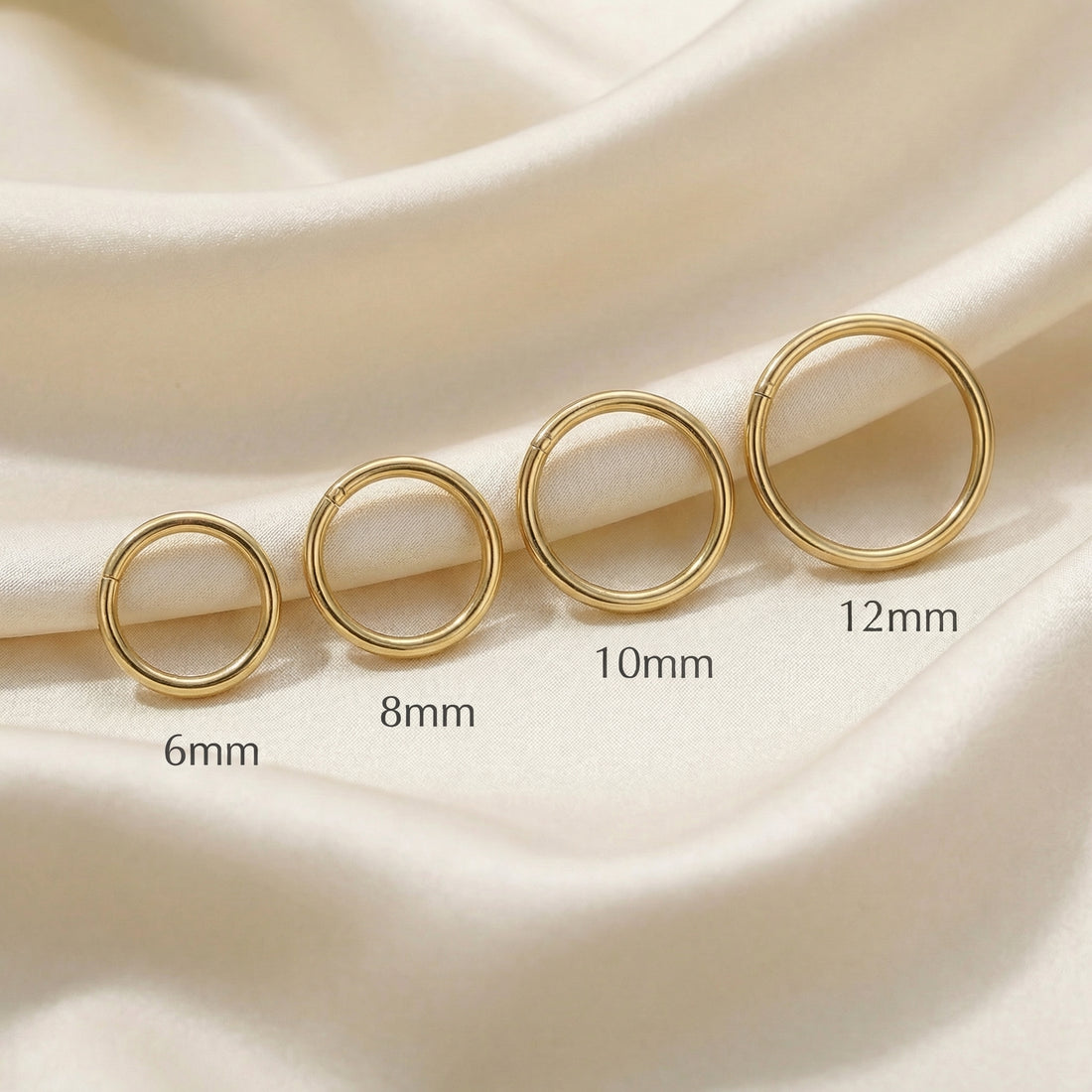Titanium Hinged Hoop Piercing Clicker Ring 6mm 8mm 10mm 12mm (16G) Cartilage Hoop for Helix Tragus Septum Conch