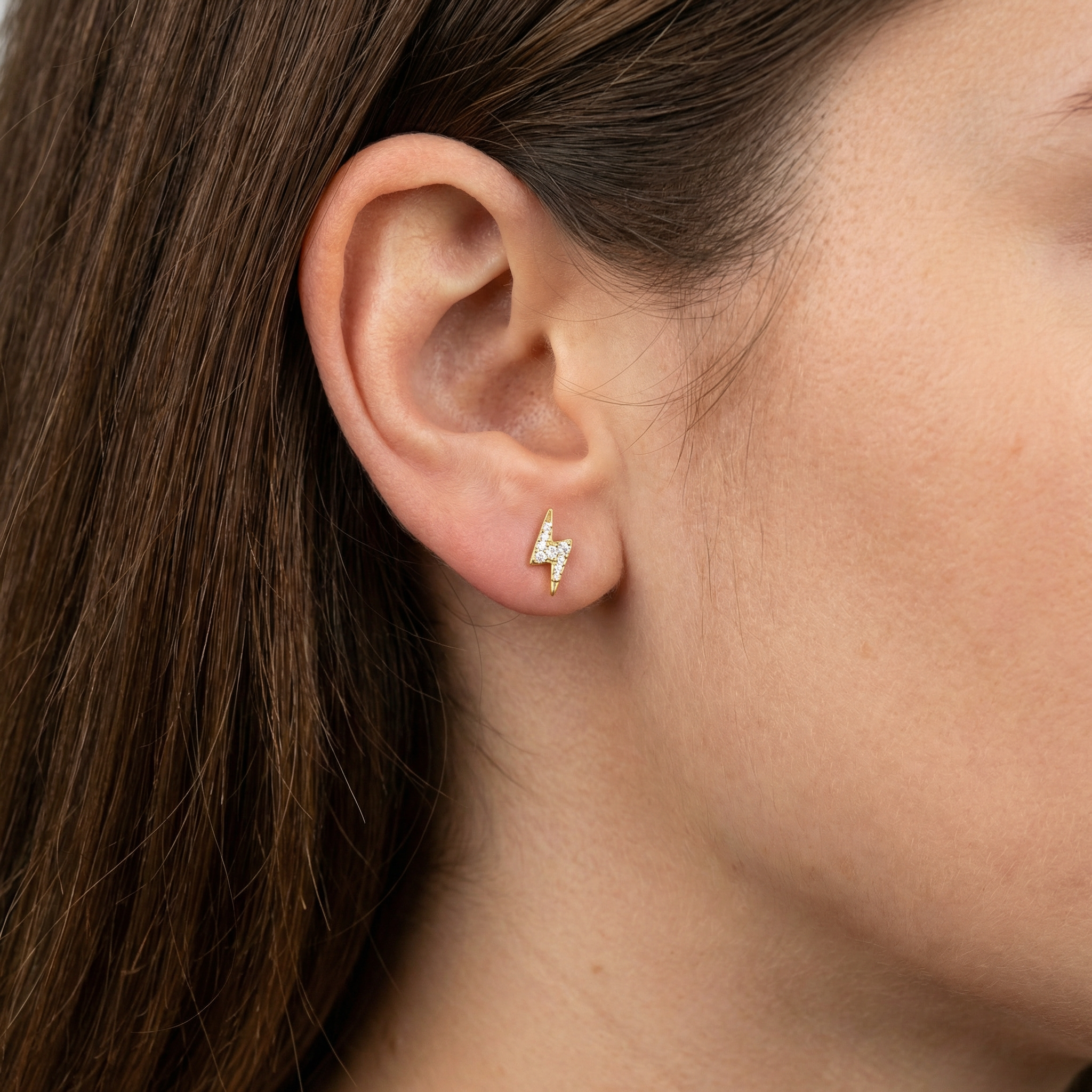 Lightning CZ Titanium Labret Stud 16G Flat Back Helix Tragus Cartilage Piercing