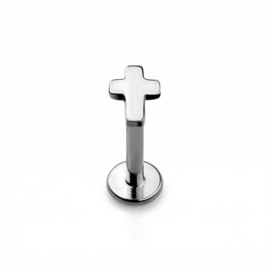Mini Cross Titanium Labret Stud 16G Flat Back Helix Tragus Cartilage Piercing