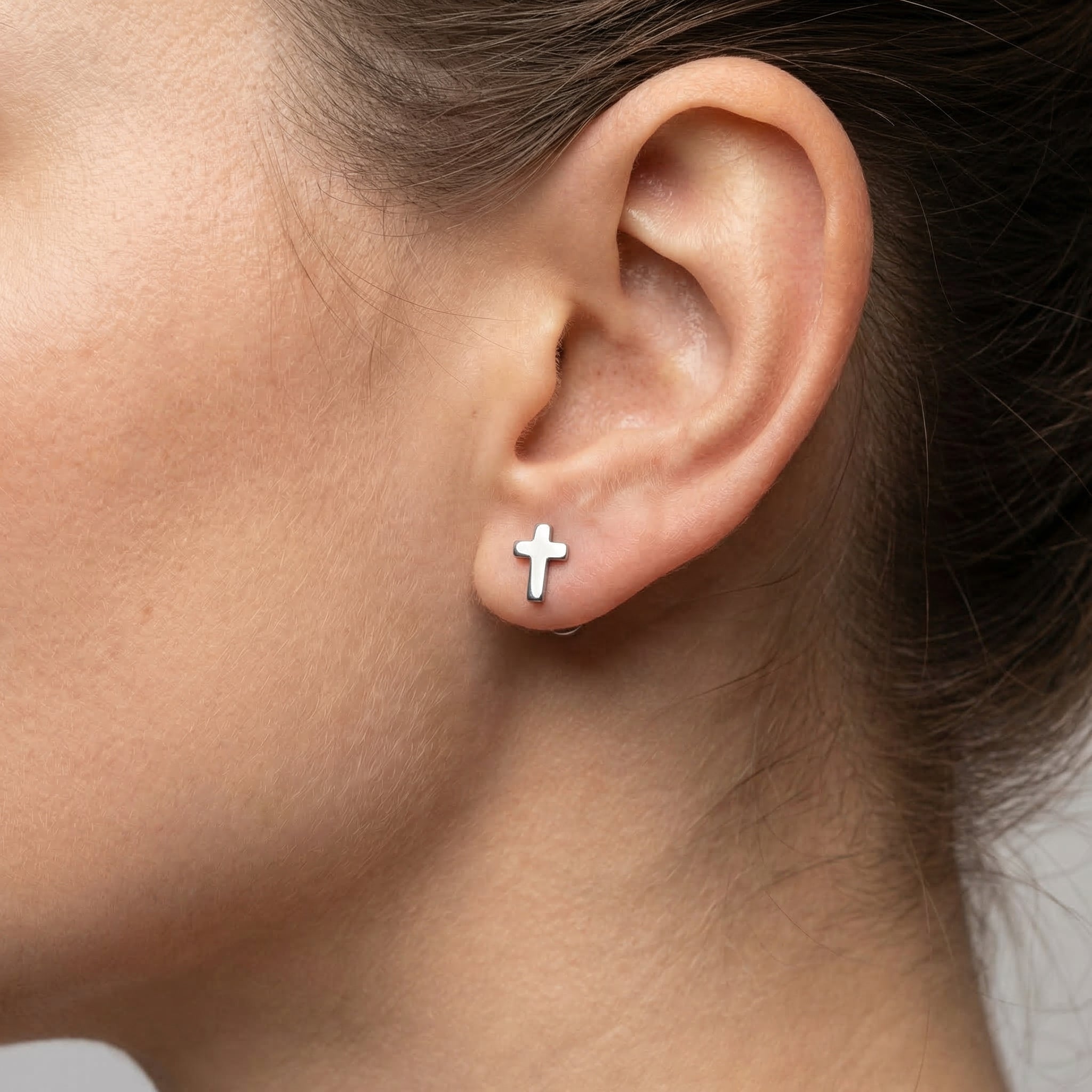 Mini Cross Titanium Labret Stud 16G Flat Back Helix Tragus Cartilage Piercing