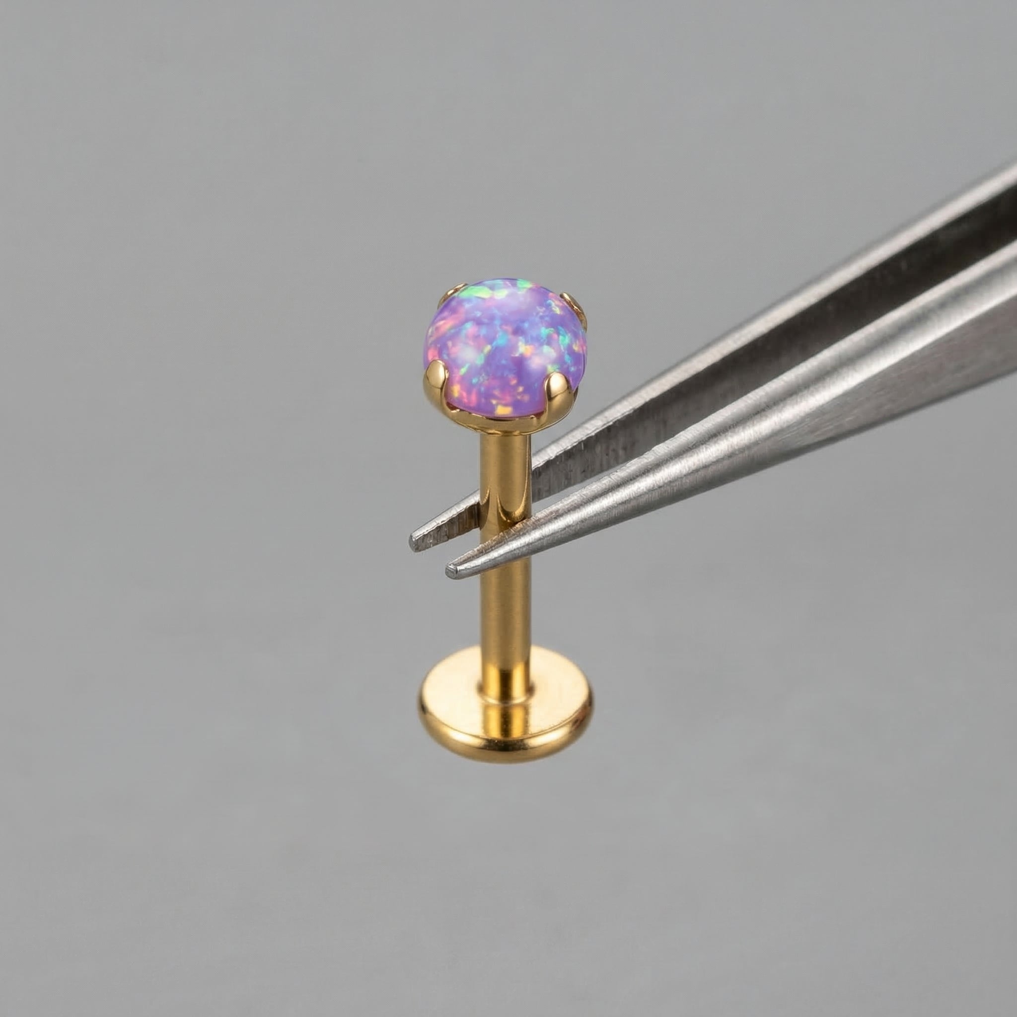 Opal Titanium Labret Piercing 16G Flat Back Stud Helix Tragus Cartilage Opal Ear Piercing Minimal Jewelry