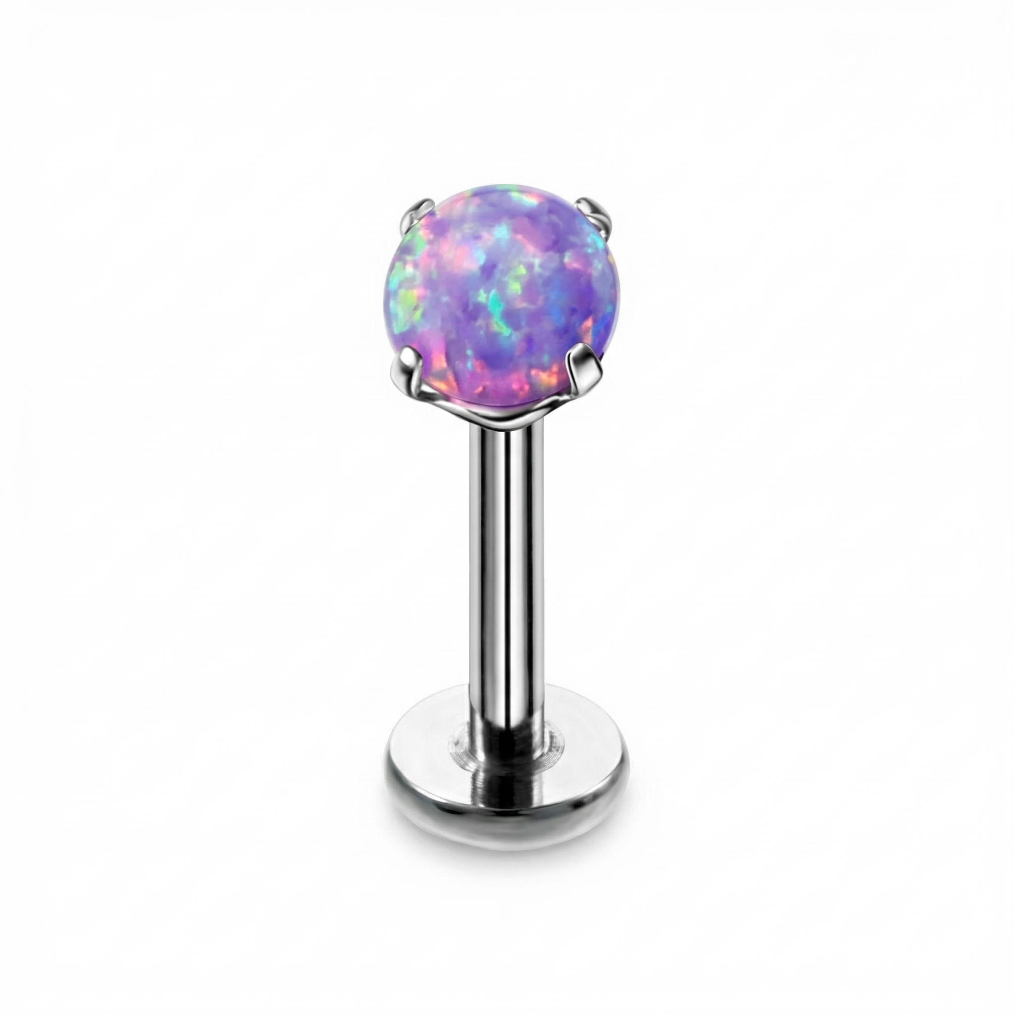 Opal Titanium Labret Piercing 16G Flat Back Stud Helix Tragus Cartilage Opal Ear Piercing Minimal Jewelry
