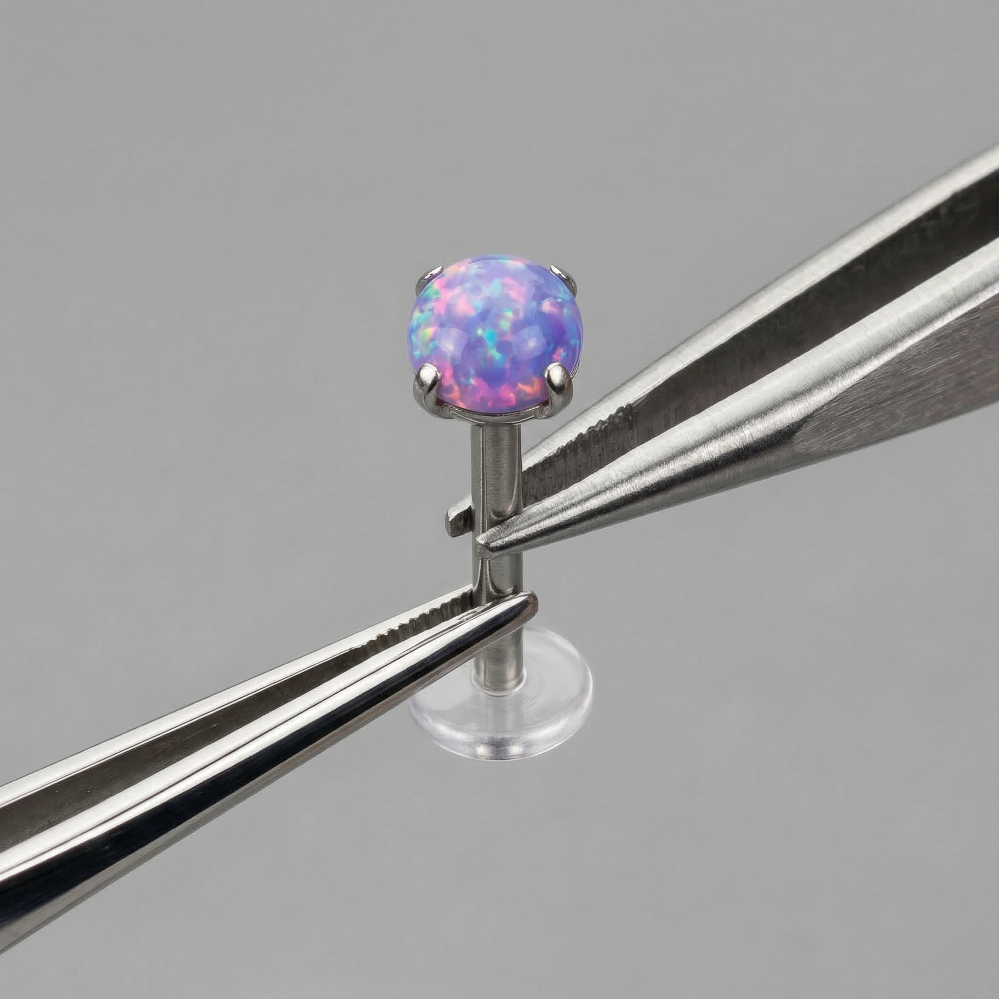 Opal Titanium Labret Piercing 16G Flat Back Stud Helix Tragus Cartilage Opal Ear Piercing Minimal Jewelry