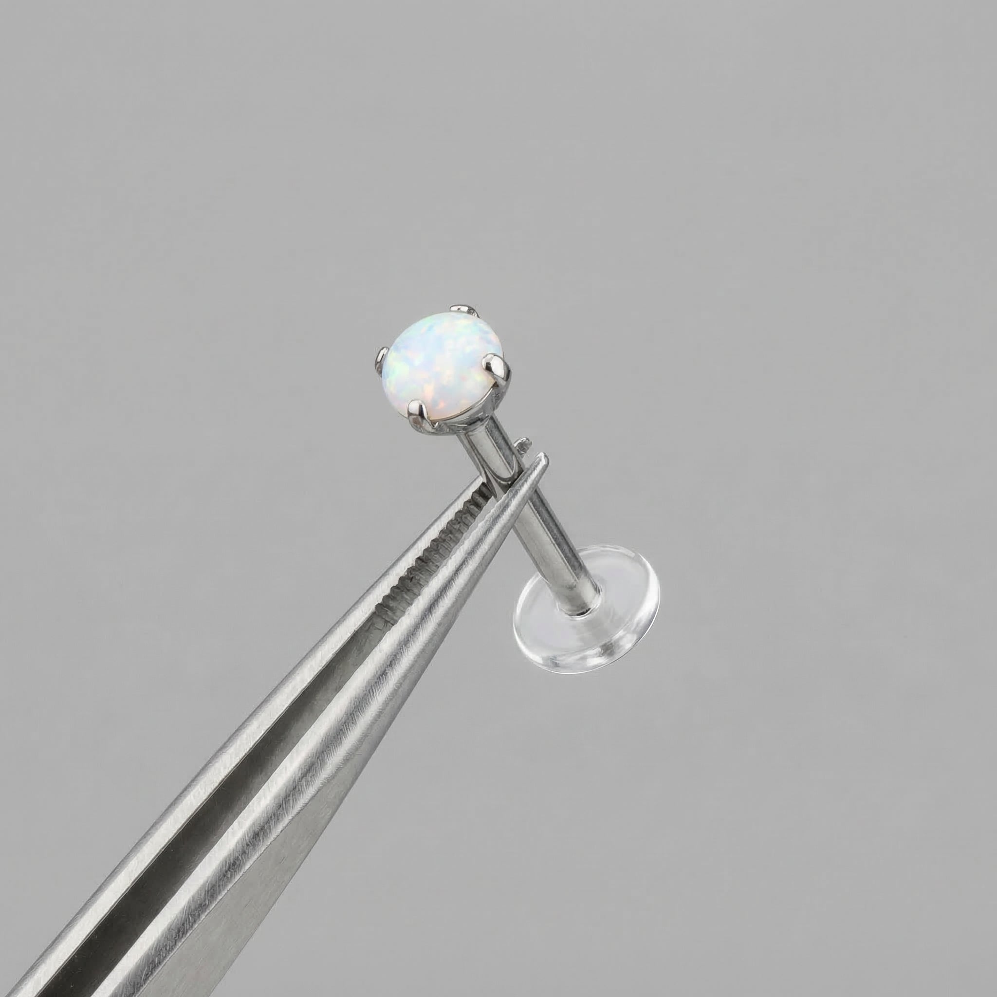 Opal Titanium Labret Piercing 16G Flat Back Stud Helix Tragus Cartilage Opal Ear Piercing Minimal Jewelry