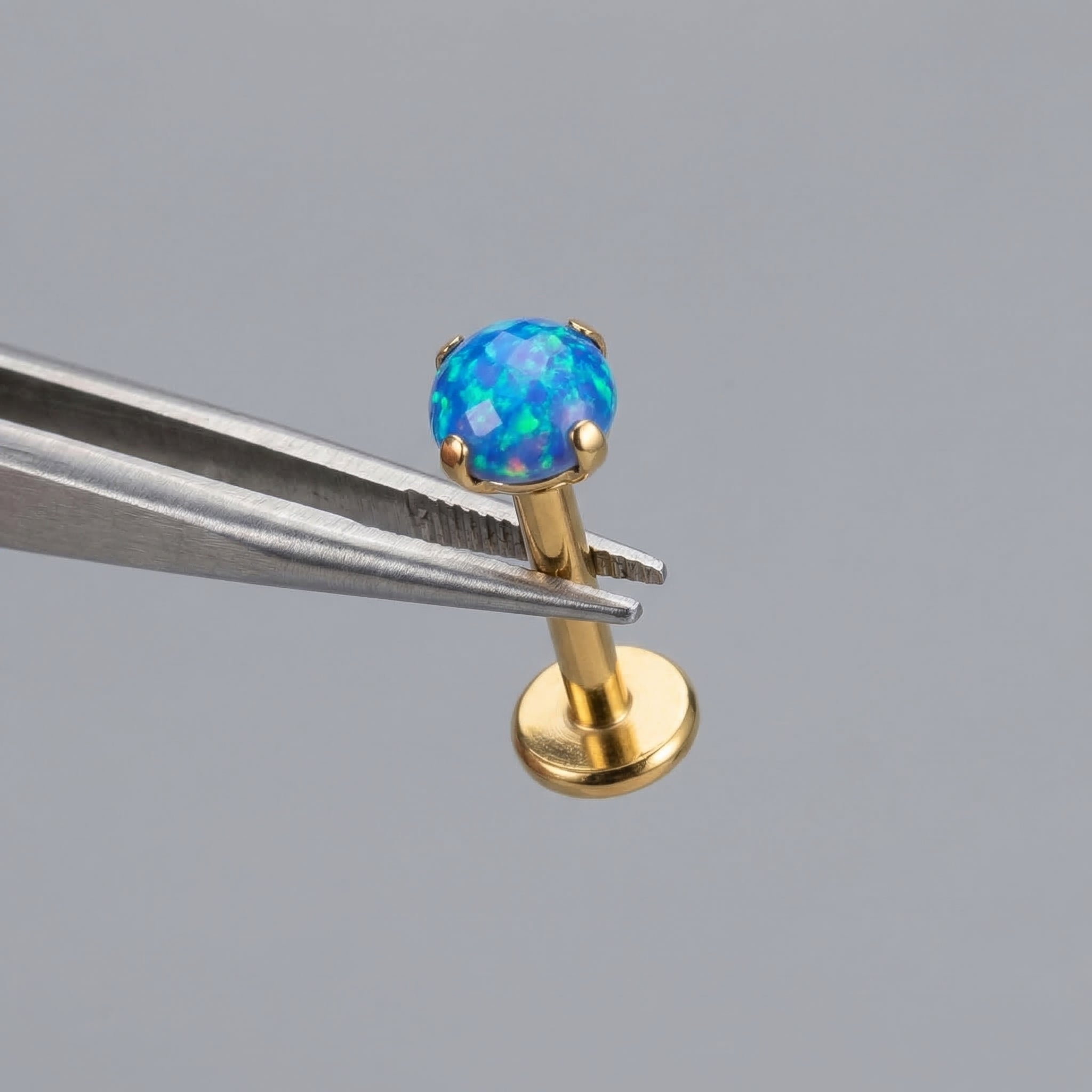 Opal Titanium Labret Piercing 16G Flat Back Stud Helix Tragus Cartilage Opal Ear Piercing Minimal Jewelry