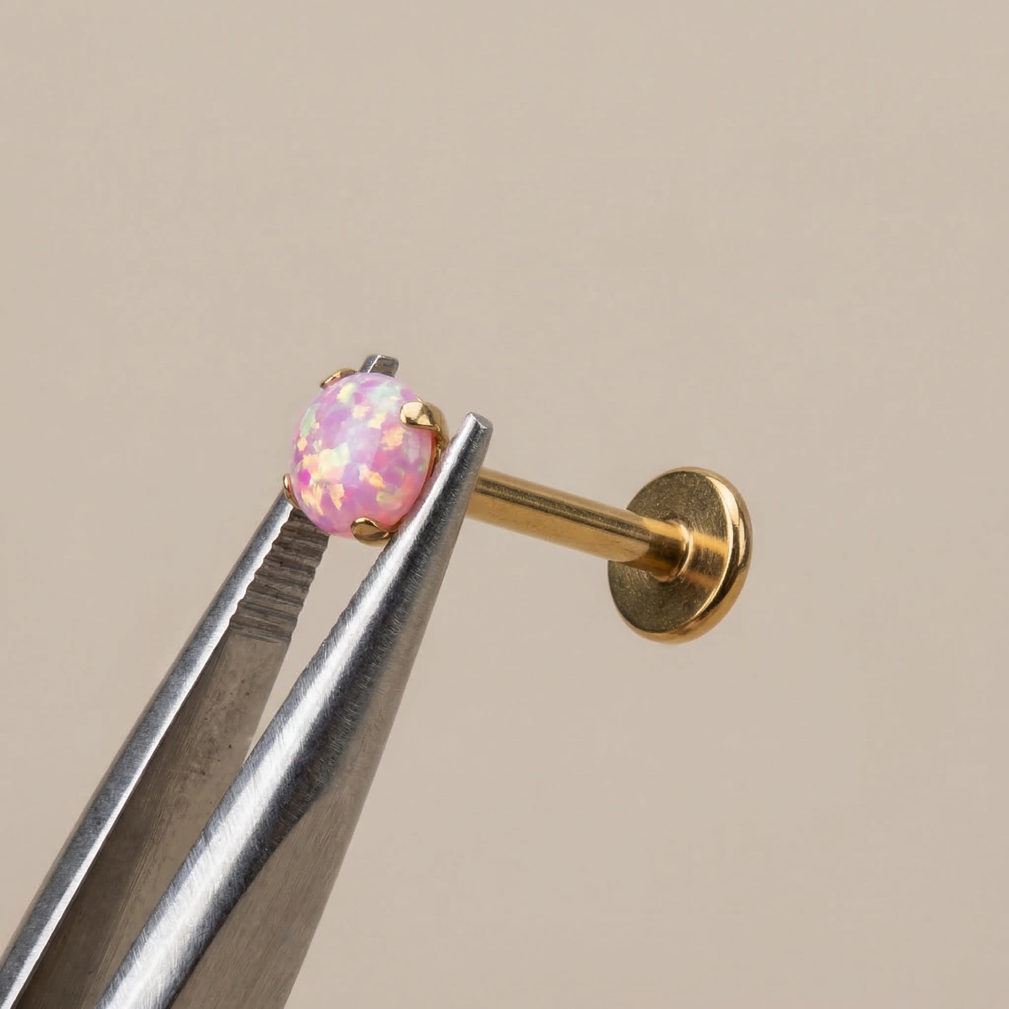 Opal Titanium Labret Piercing 16G Flat Back Stud Helix Tragus Cartilage Opal Ear Piercing Minimal Jewelry