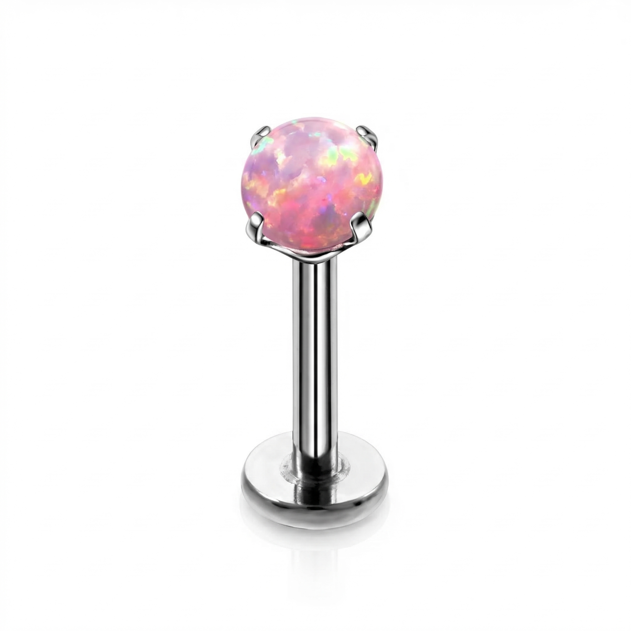 Opal Titanium Labret Piercing 16G Flat Back Stud Helix Tragus Cartilage Opal Ear Piercing Minimal Jewelry