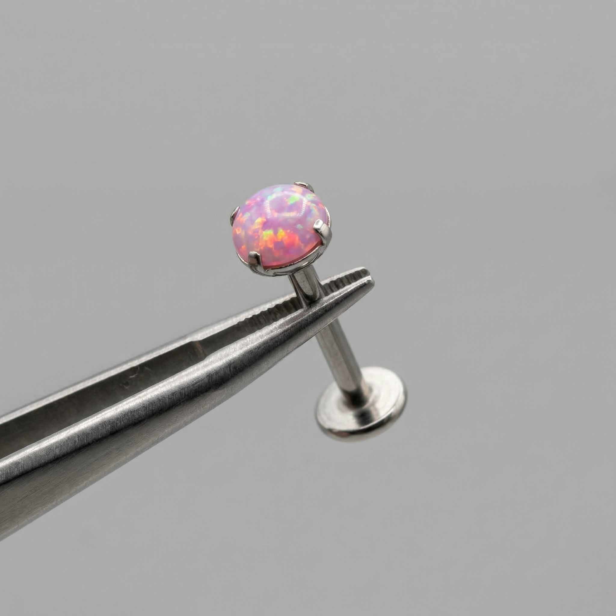 Opal Titanium Labret Piercing 16G Flat Back Stud Helix Tragus Cartilage Opal Ear Piercing Minimal Jewelry