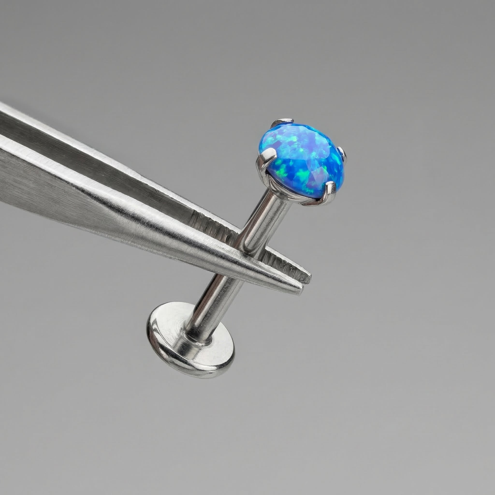 Opal Titanium Labret Piercing 16G Flat Back Stud Helix Tragus Cartilage Opal Ear Piercing Minimal Jewelry