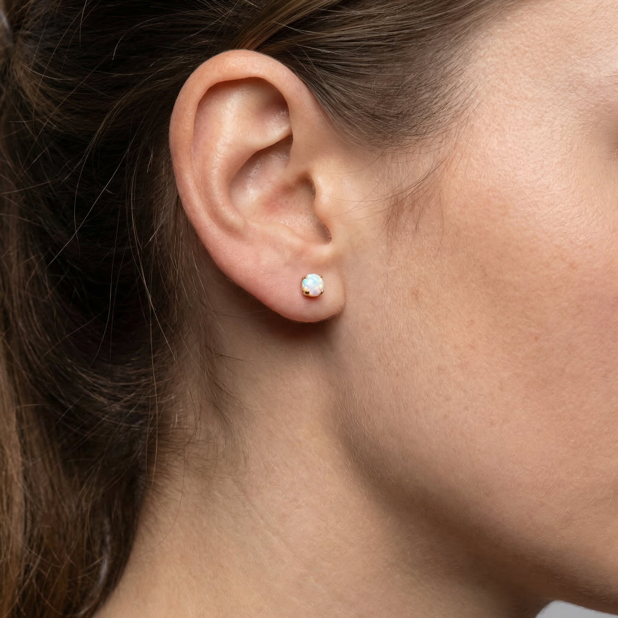 Opal Titanium Labret Piercing 16G Flat Back Stud Helix Tragus Cartilage Opal Ear Piercing Minimal Jewelry