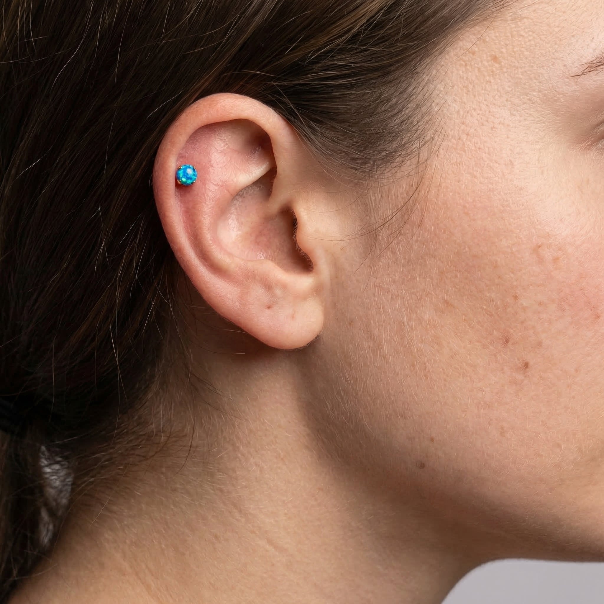 Opal Titanium Labret Piercing 16G Flat Back Stud Helix Tragus Cartilage Opal Ear Piercing Minimal Jewelry