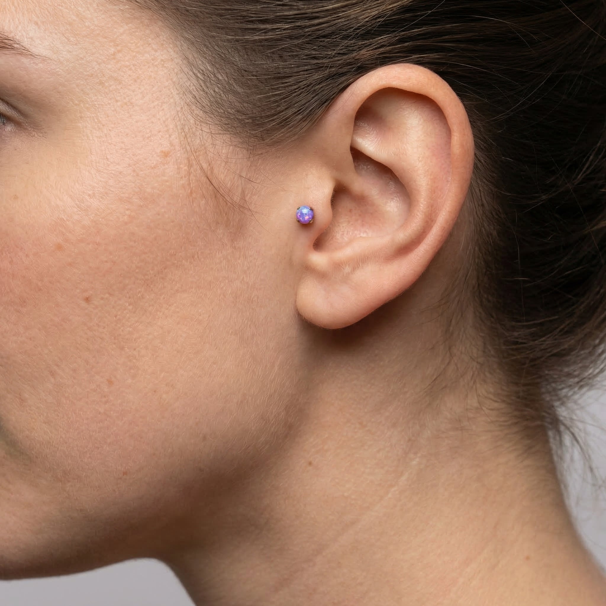 Opal Titanium Labret Piercing 16G Flat Back Stud Helix Tragus Cartilage Opal Ear Piercing Minimal Jewelry