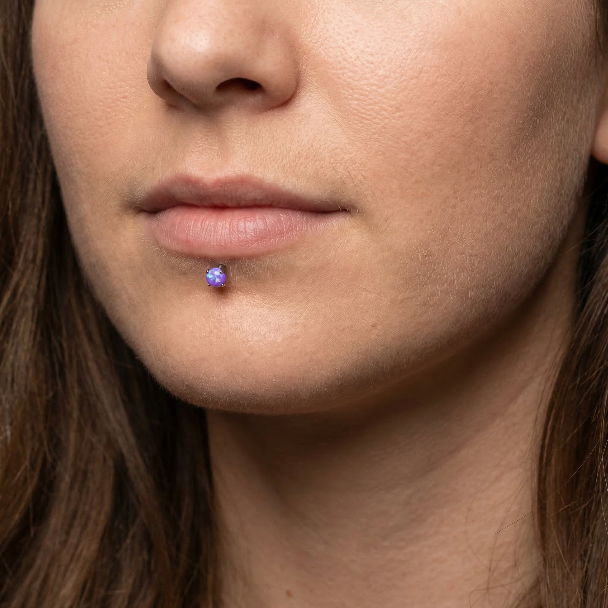 Opal Titanium Labret Piercing 16G Flat Back Stud Helix Tragus Cartilage Opal Ear Piercing Minimal Jewelry