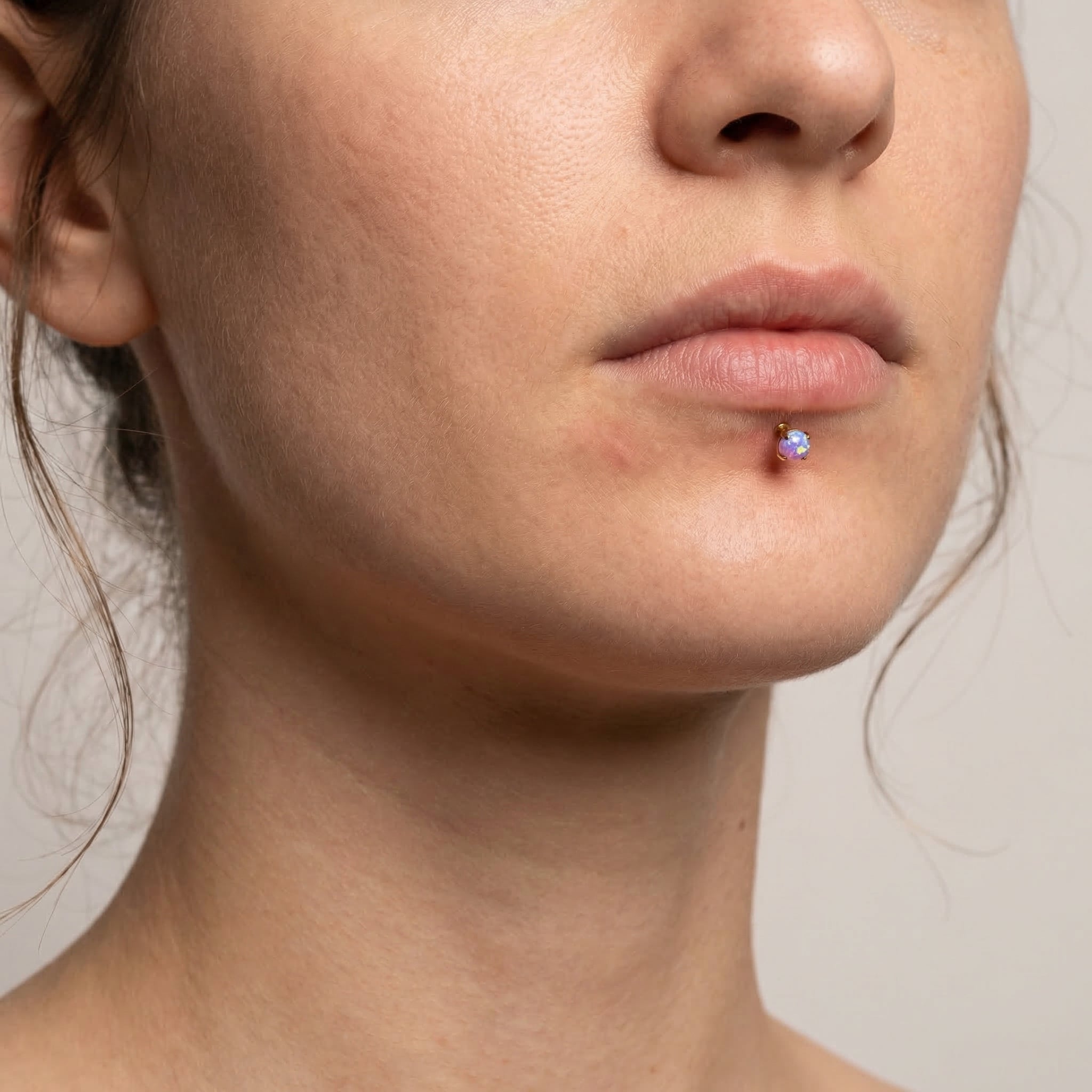 Opal Titanium Labret Piercing 16G Flat Back Stud Helix Tragus Cartilage Opal Ear Piercing Minimal Jewelry