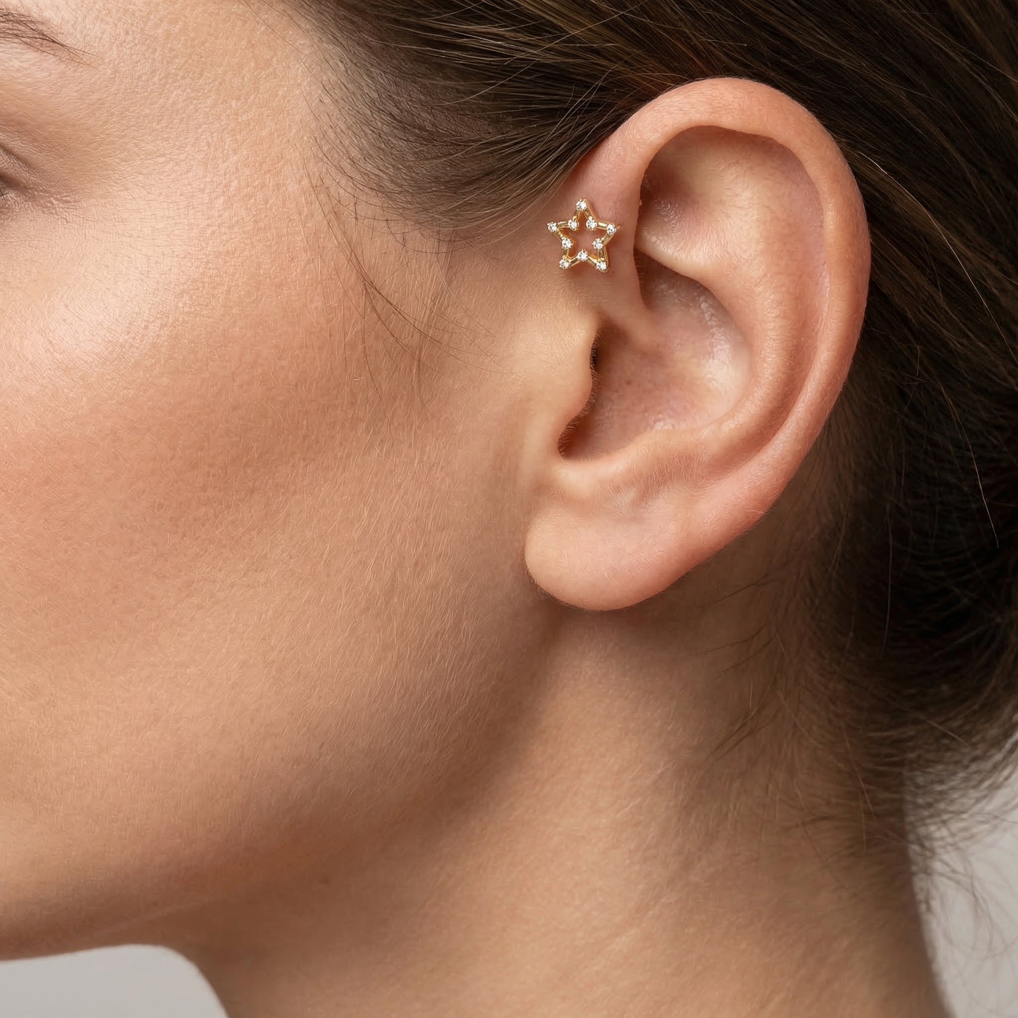 Star Zircon Titanium Labret Piercing 16G Flat Back Stud Helix Tragus Cartilage Minimal Star Ear Piercing