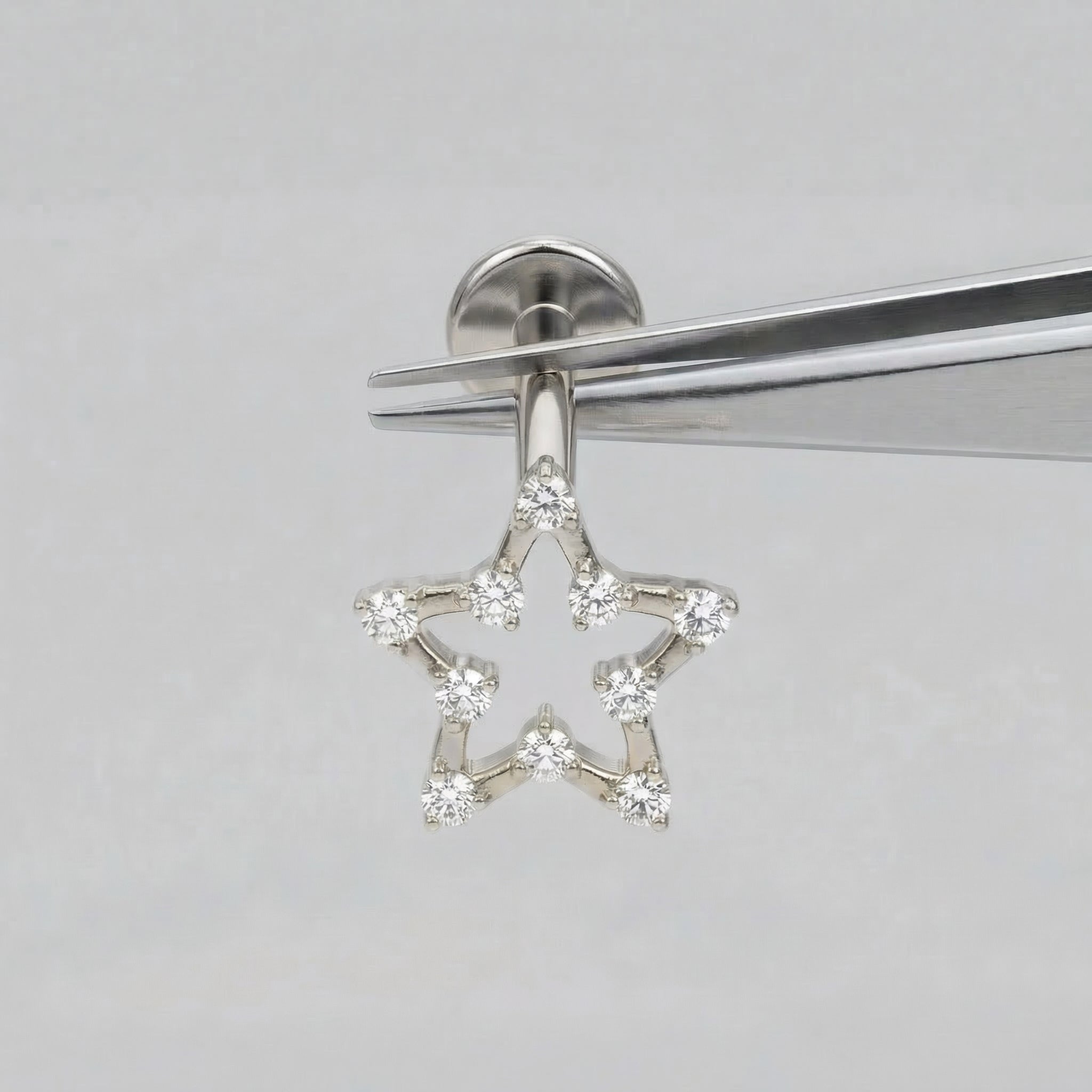 Star Zircon Titanium Labret Piercing 16G Flat Back Stud Helix Tragus Cartilage Minimal Star Ear Piercing