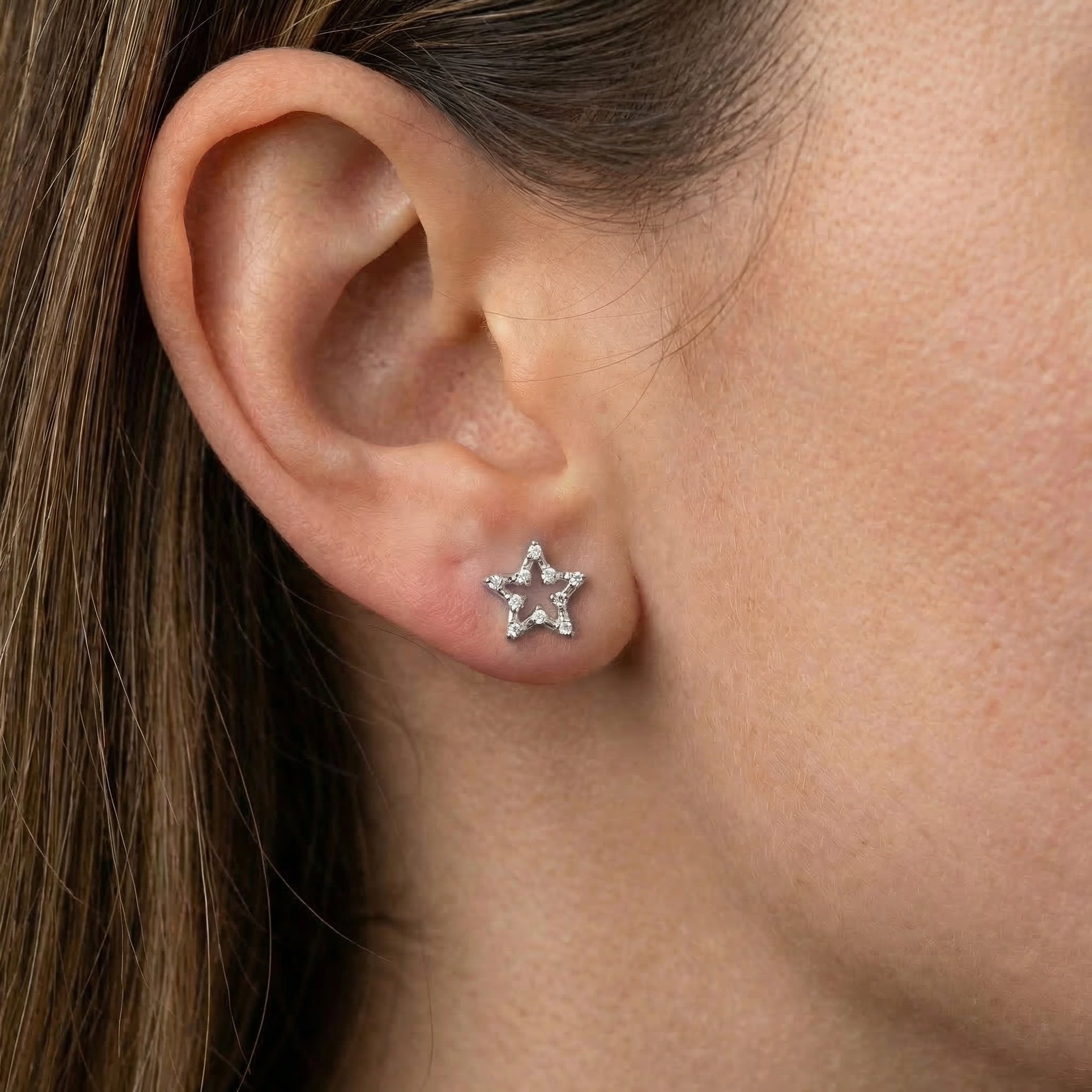 Star Zircon Titanium Labret Piercing 16G Flat Back Stud Helix Tragus Cartilage Minimal Star Ear Piercing