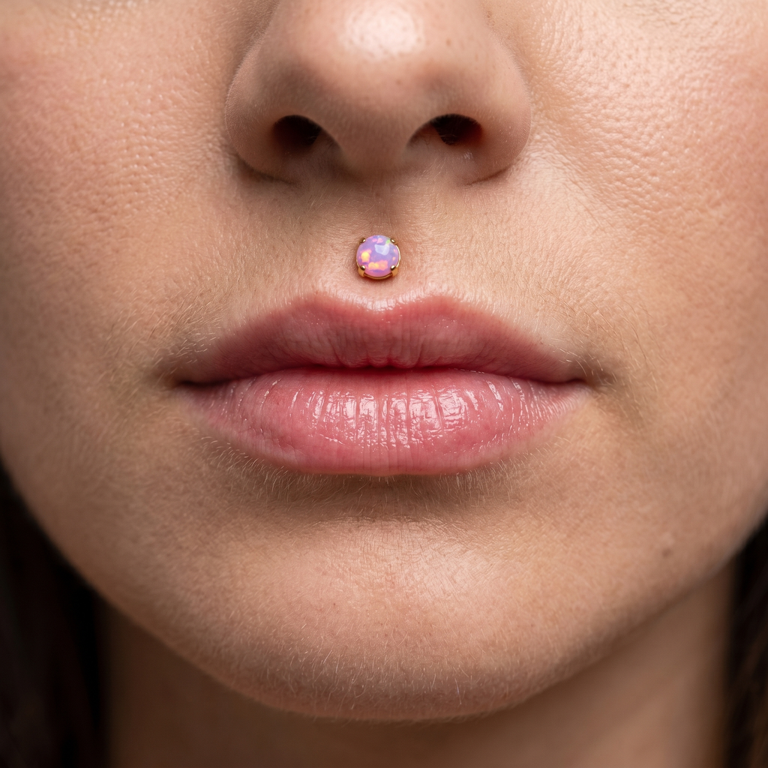 Silver 4mm opal stud — medusa piercing placement