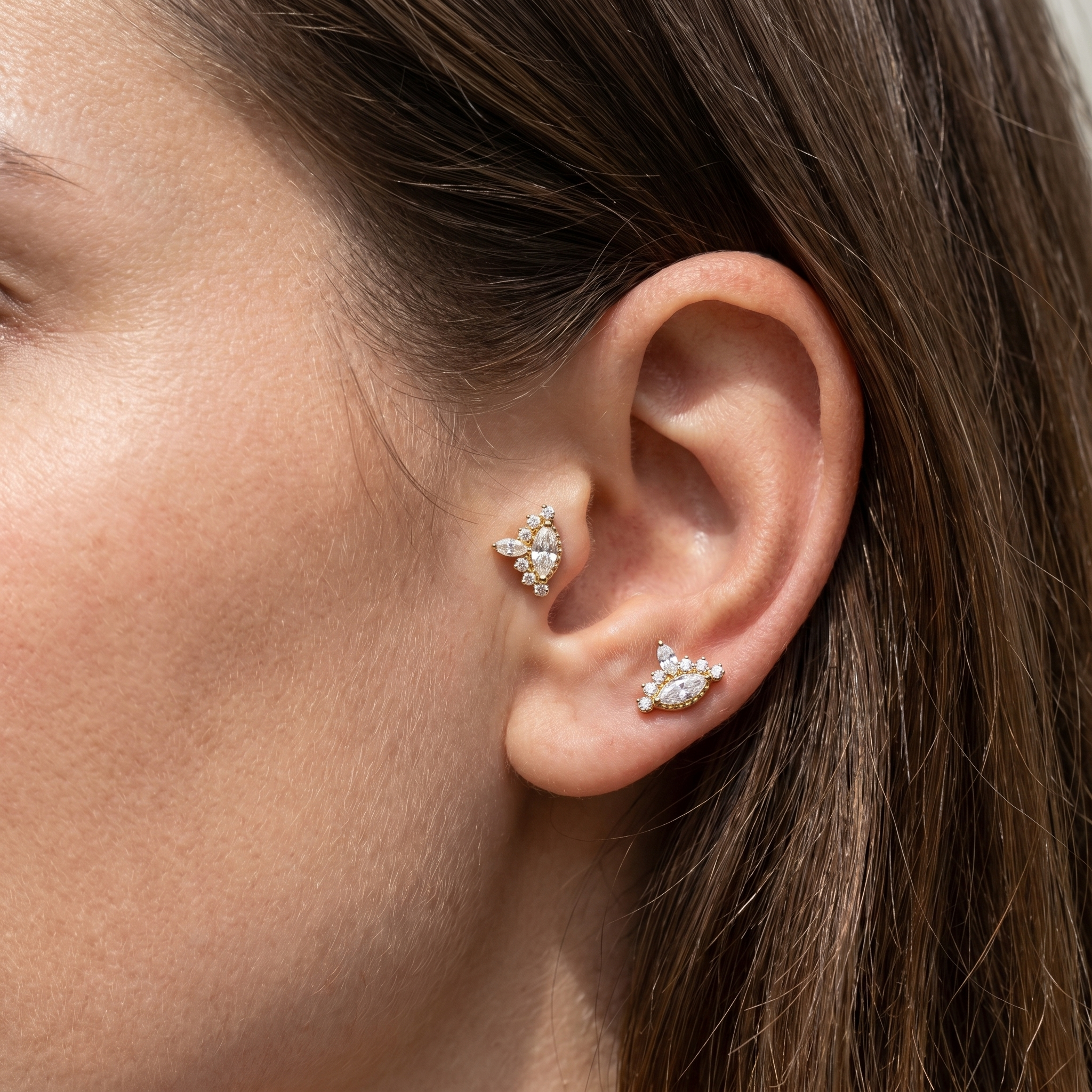 Silver evil eye stud — tragus antitragus piercing placement