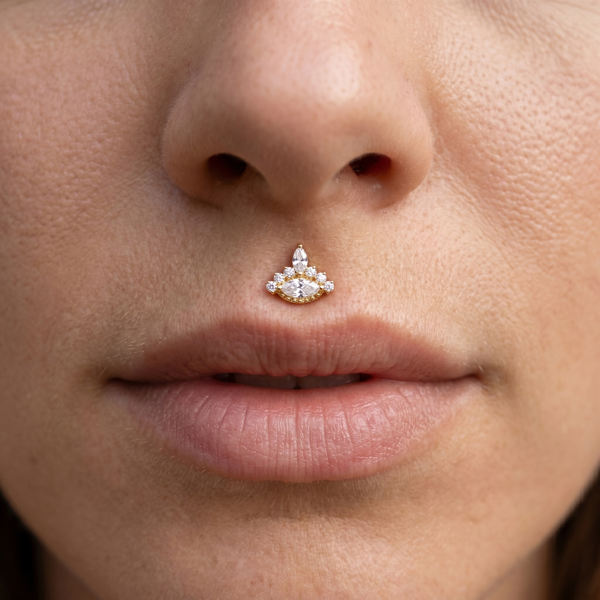Silver evil eye stud — medusa piercing placement