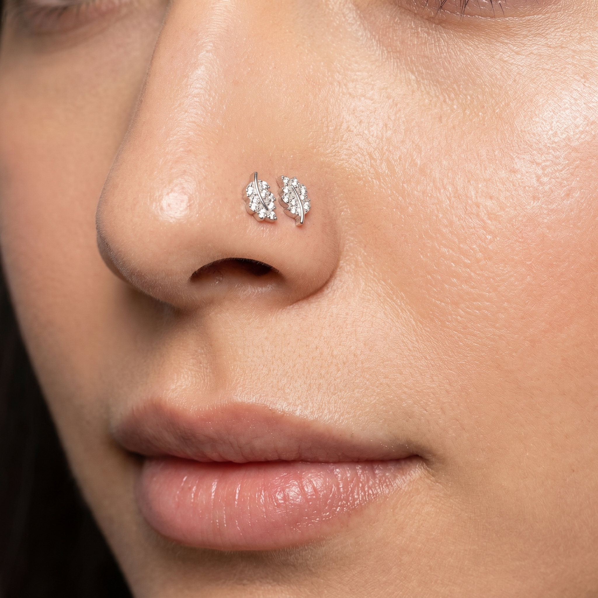 leaf nose stud side profile on the nostril