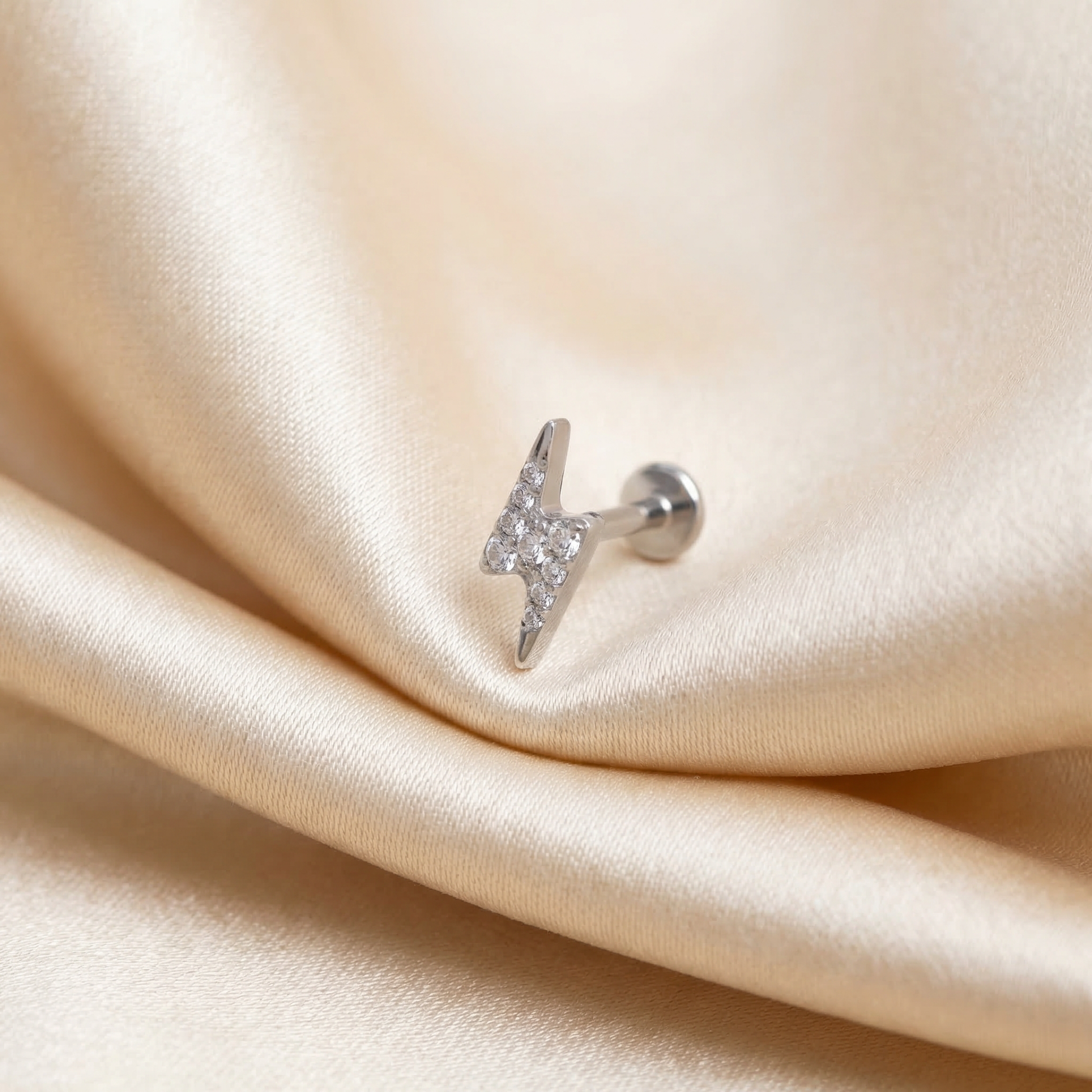 Cz Hidden Helix Piercing - Silver lightning bolt piercing